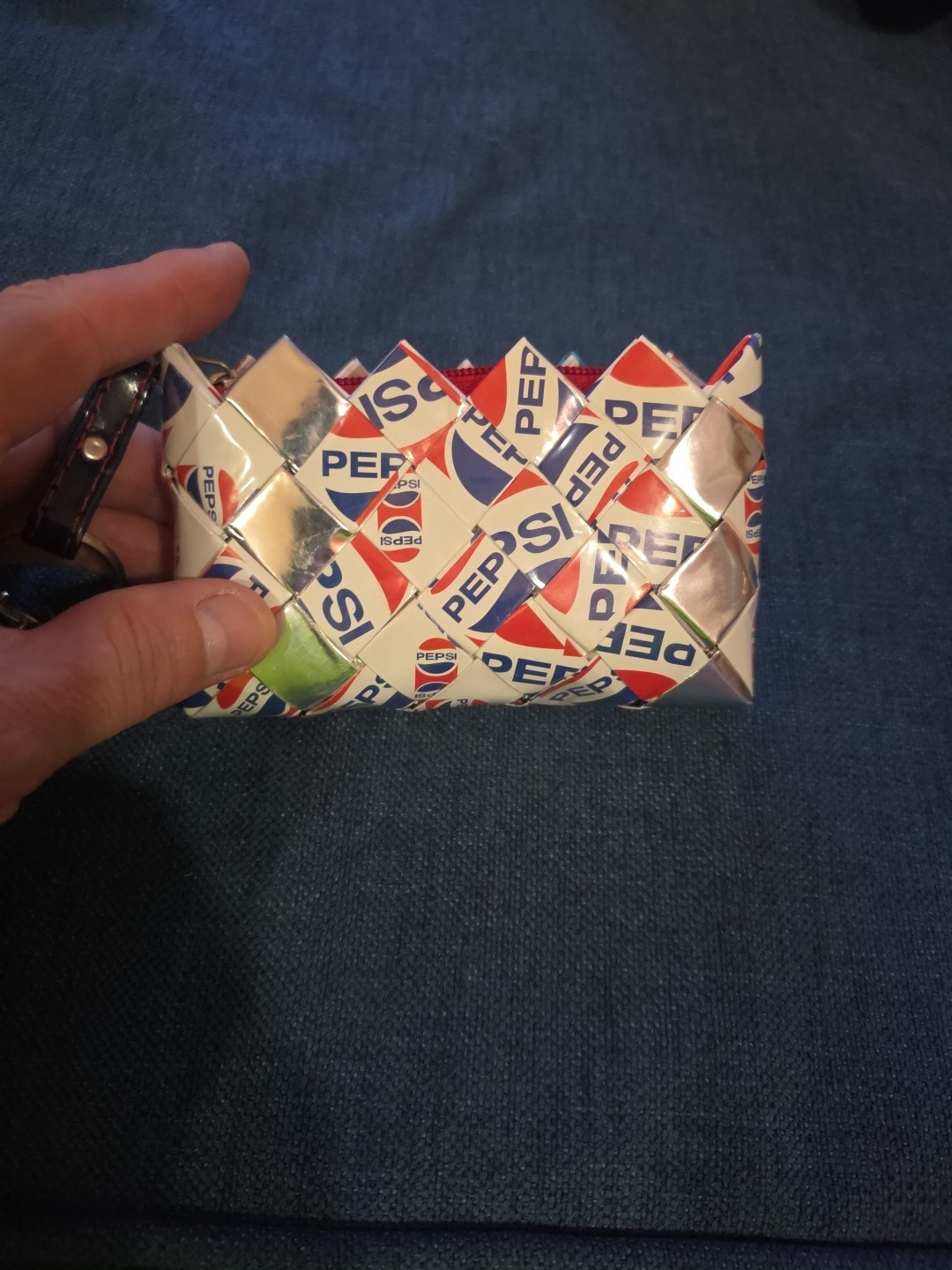 Pepsi Branded NAHUI OLLIN Candy Wrapper Coin Purse Red White Blue handmade Small