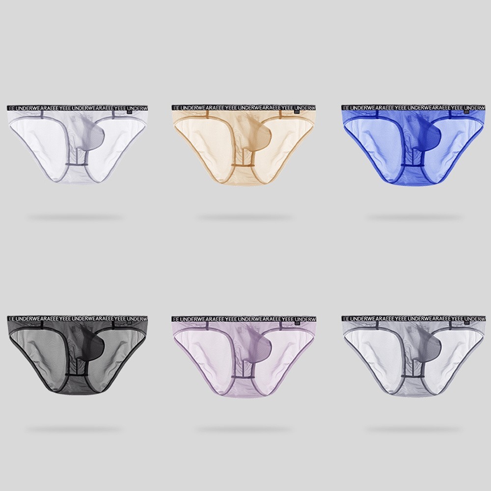 Men’s Ice silk Transparent Underwear Seamless Panties Low-waist Lingerie Briefs