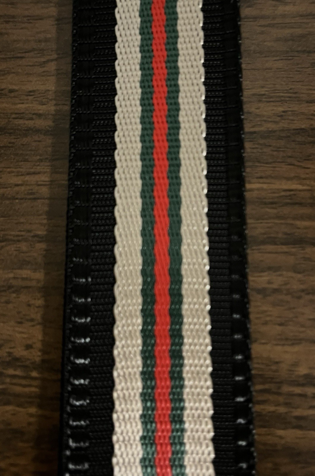 NEW Mautto Woven Nylon Web Stripe Bag Strap, Black, Red, Green Gold Hardware