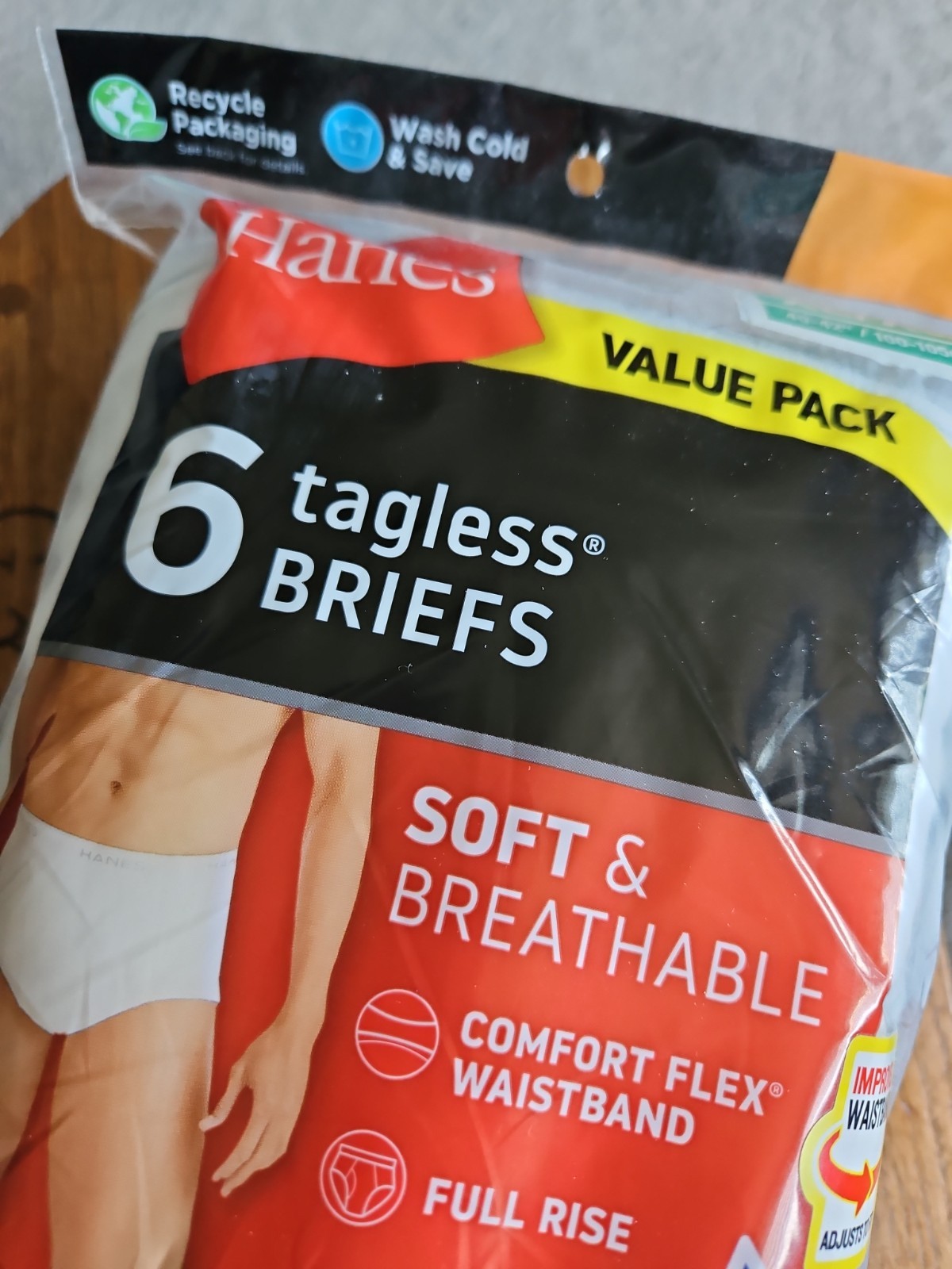 NIP Hanes 6 Pack Mens Tagless White Briefs Comfort Flex Waistband Soft Wicking