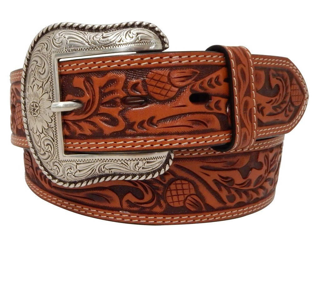 Roper Western Tooled Leather Belt -Brown -NEW -32-34-36-38-40″-Acorn-8606500