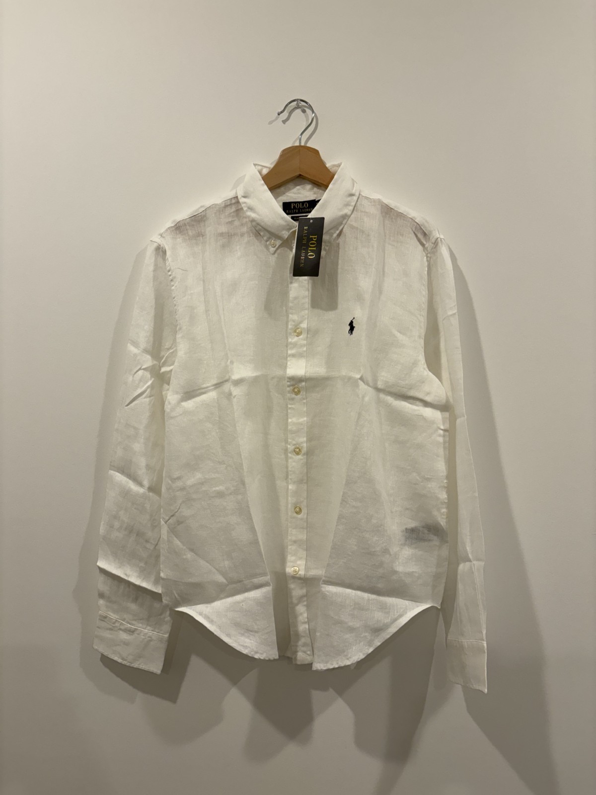NWT Polo Ralph Lauren Men’s Classic-Fit 100% Linen Shirt Longsleeve WHITE Size M