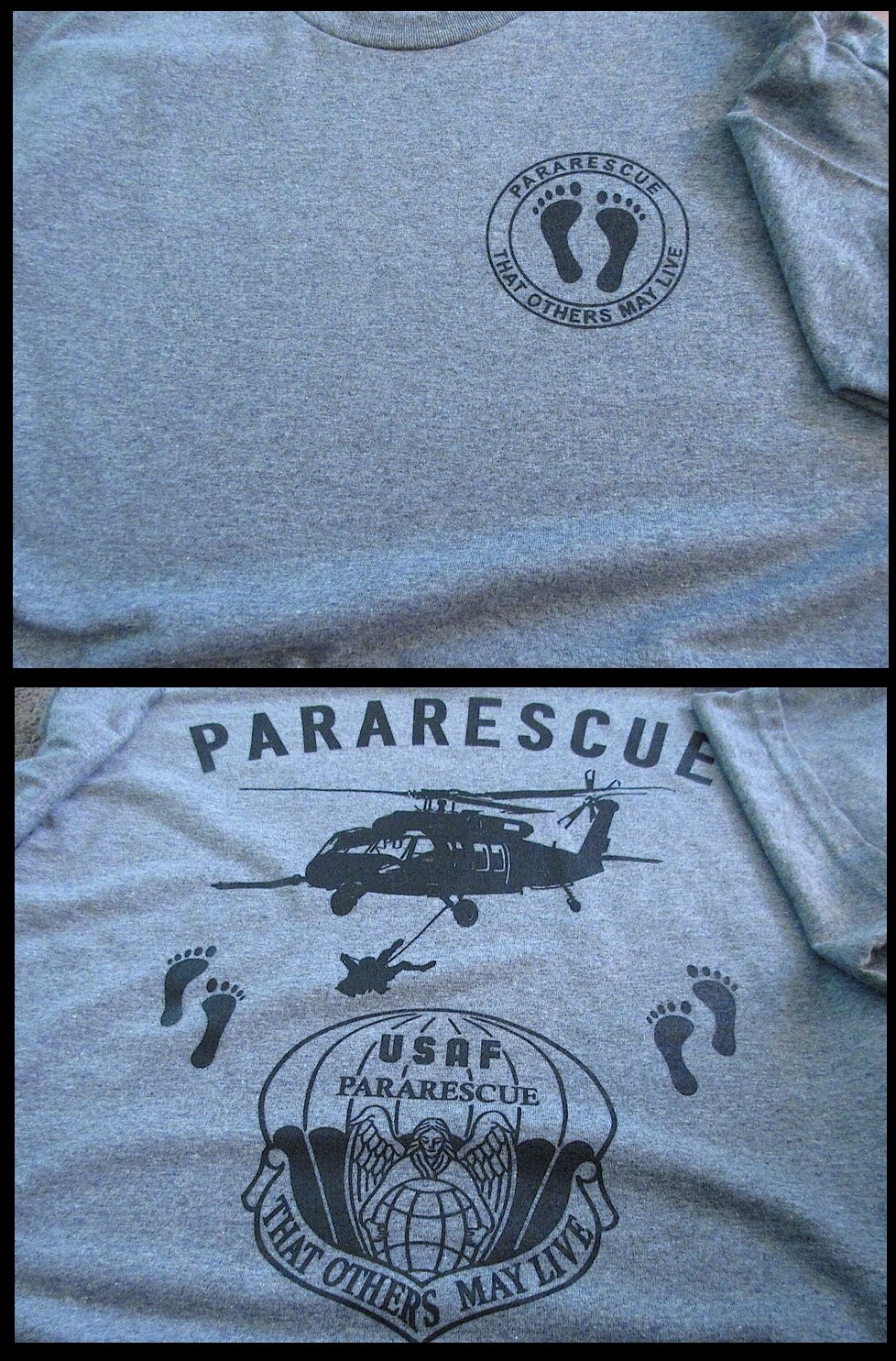 PARARESCUE “That Others May Live” USAF Silk Screen T-Shirt XL Morale/Collect US