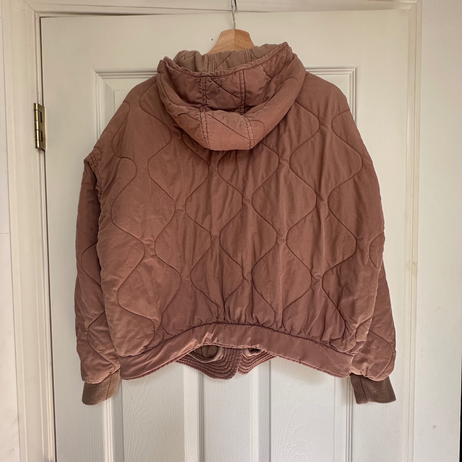 BlankNYC Womens Quilted Hooded Bomber Jacket in Clay Rose Mauve Size XS
