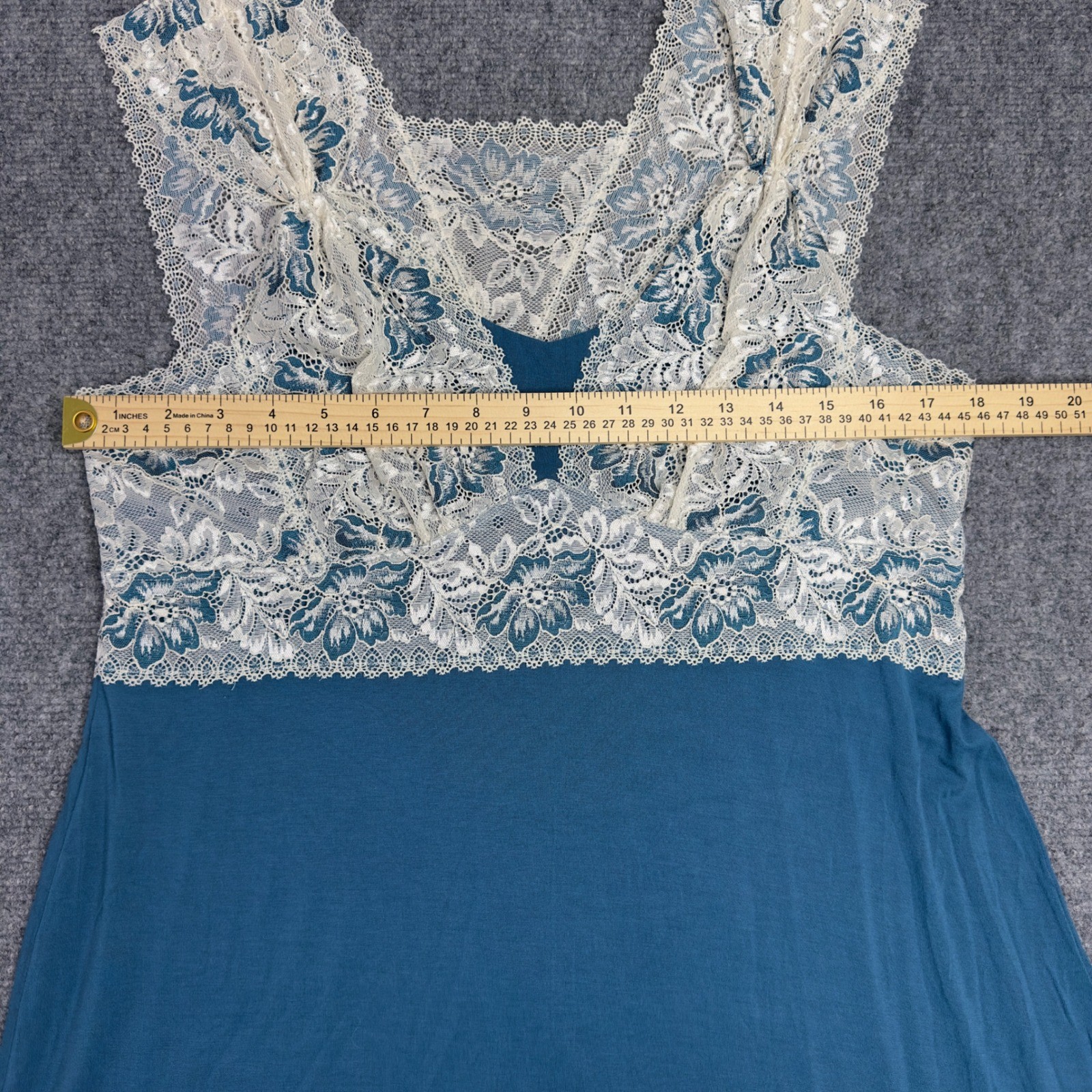 Soma Cool Nights Nightgown XL Teal Bamboo Lace Trim Romantic Feminine Sleepwear