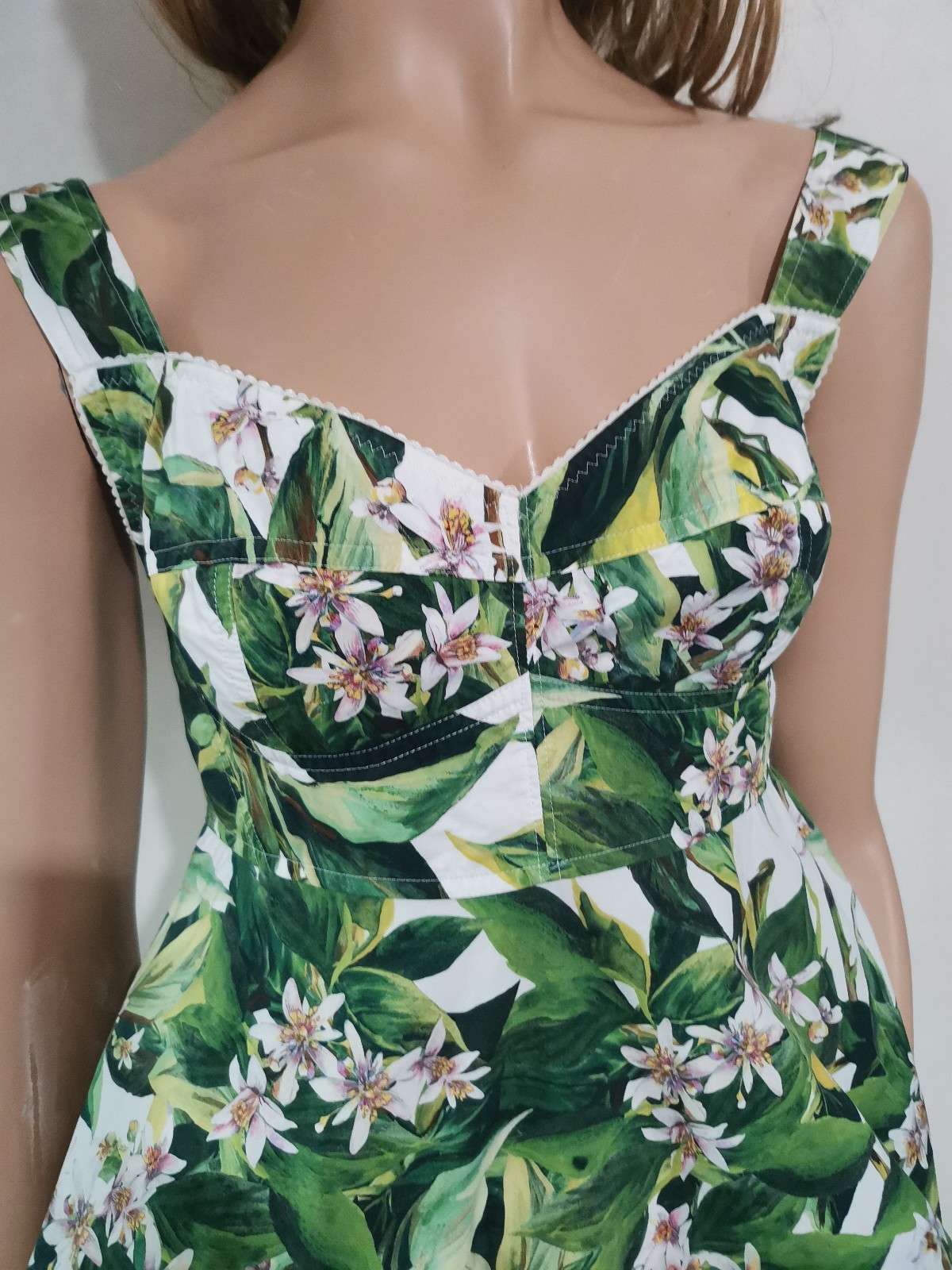 🆓US🛃 Dolce&Gabbana orange blossom floral printed bustier cotton Dress IT 42