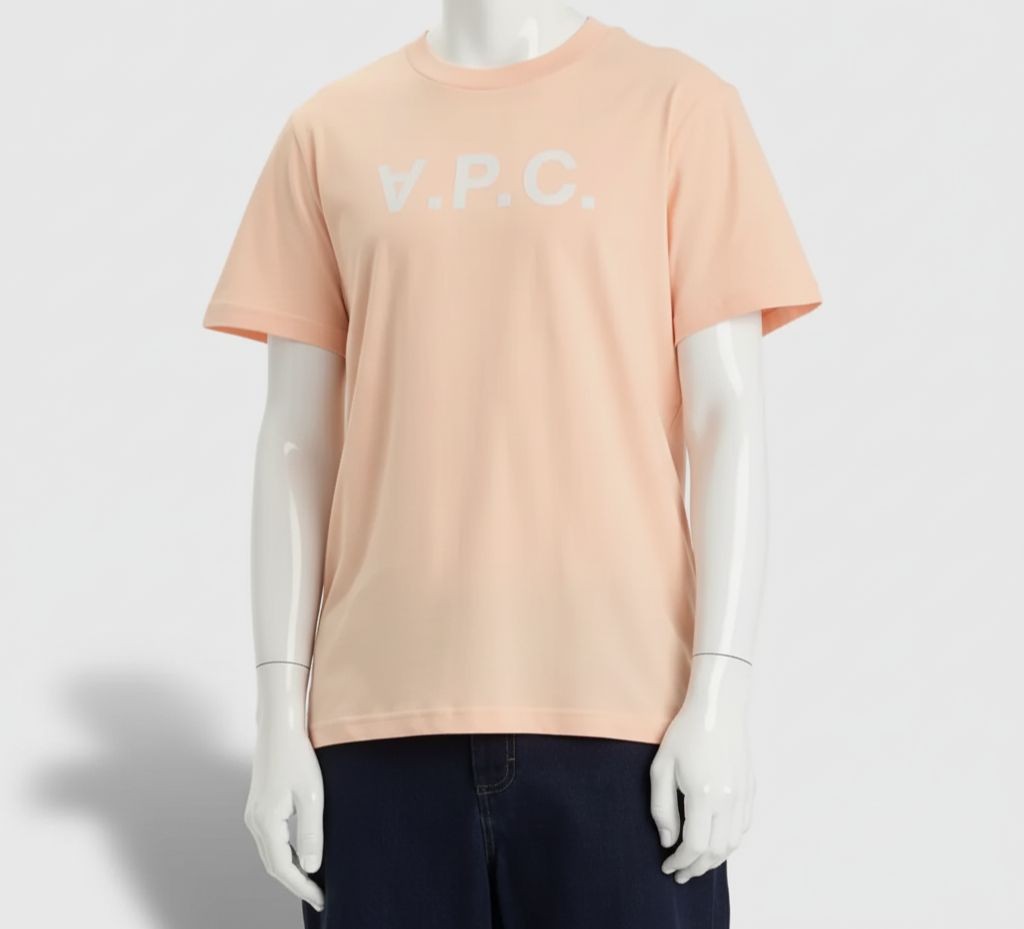 A.P.C. Men’s Pink VPC Logo Cotton T-Shirt Tee Size S