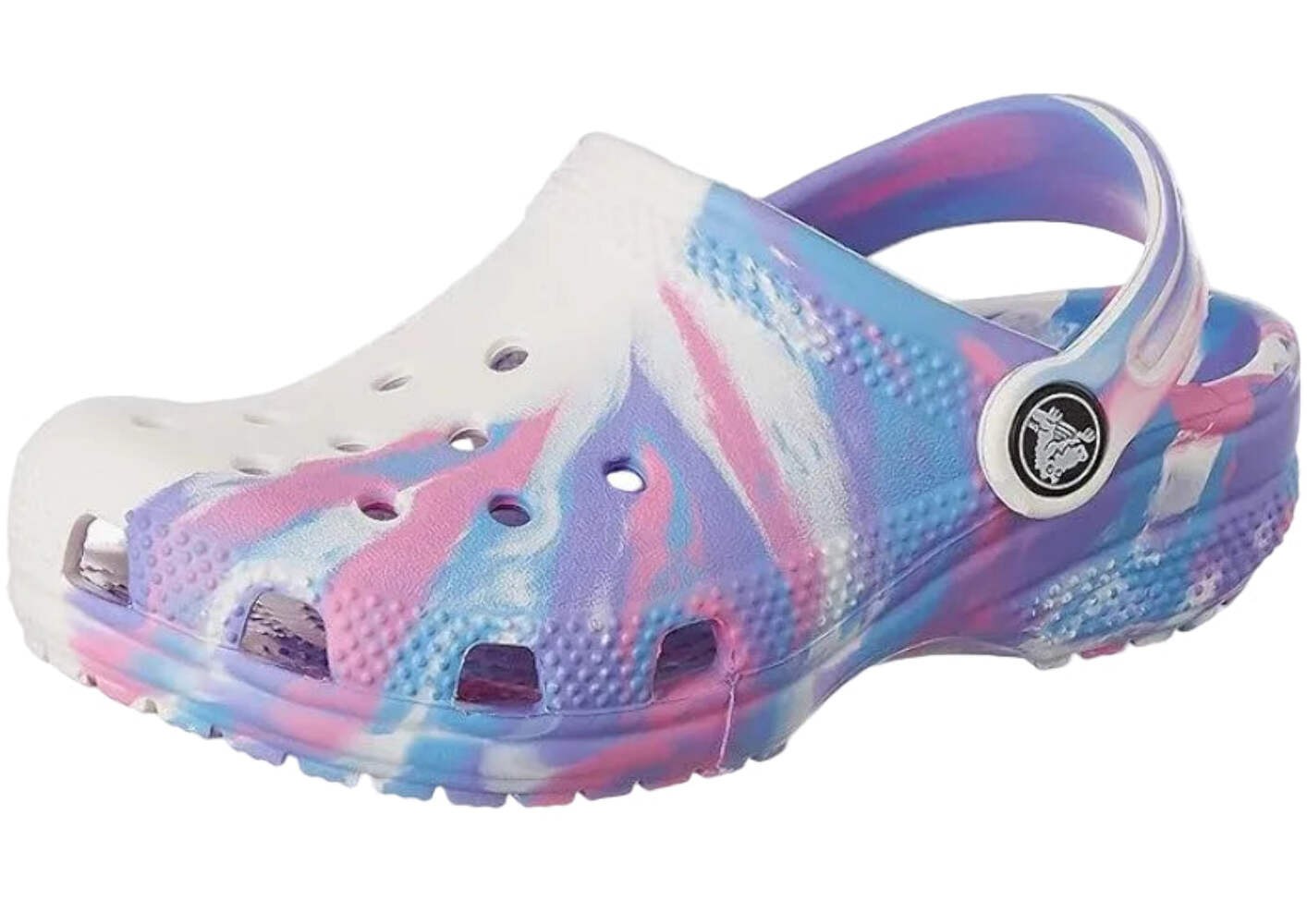 Crocs Classic Marbled Clog Kids Tie-Dye White/Pink Multi Slip-On Shoes 1, 3