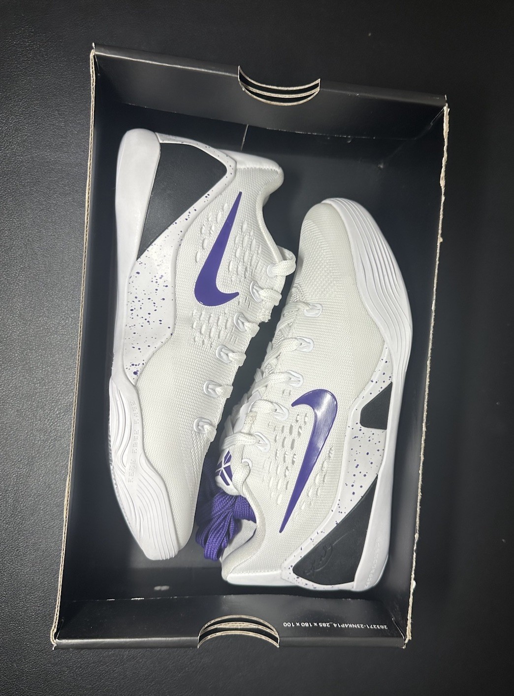 Nike Kobe IX Elite Low EM Protro White Purple Sneakers IH1401-100 Size M3.5/W5