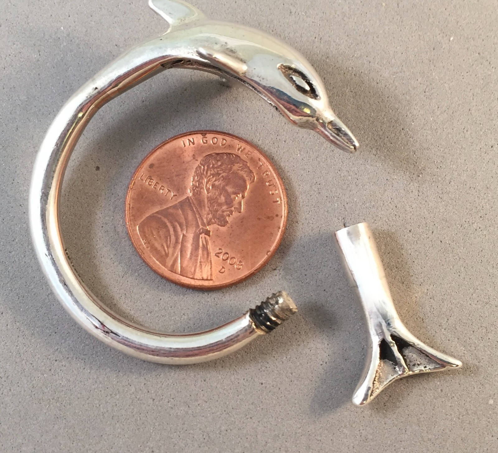 .925 Sterling Silver Dolphin Keychain 14.6 grams NEW MC01