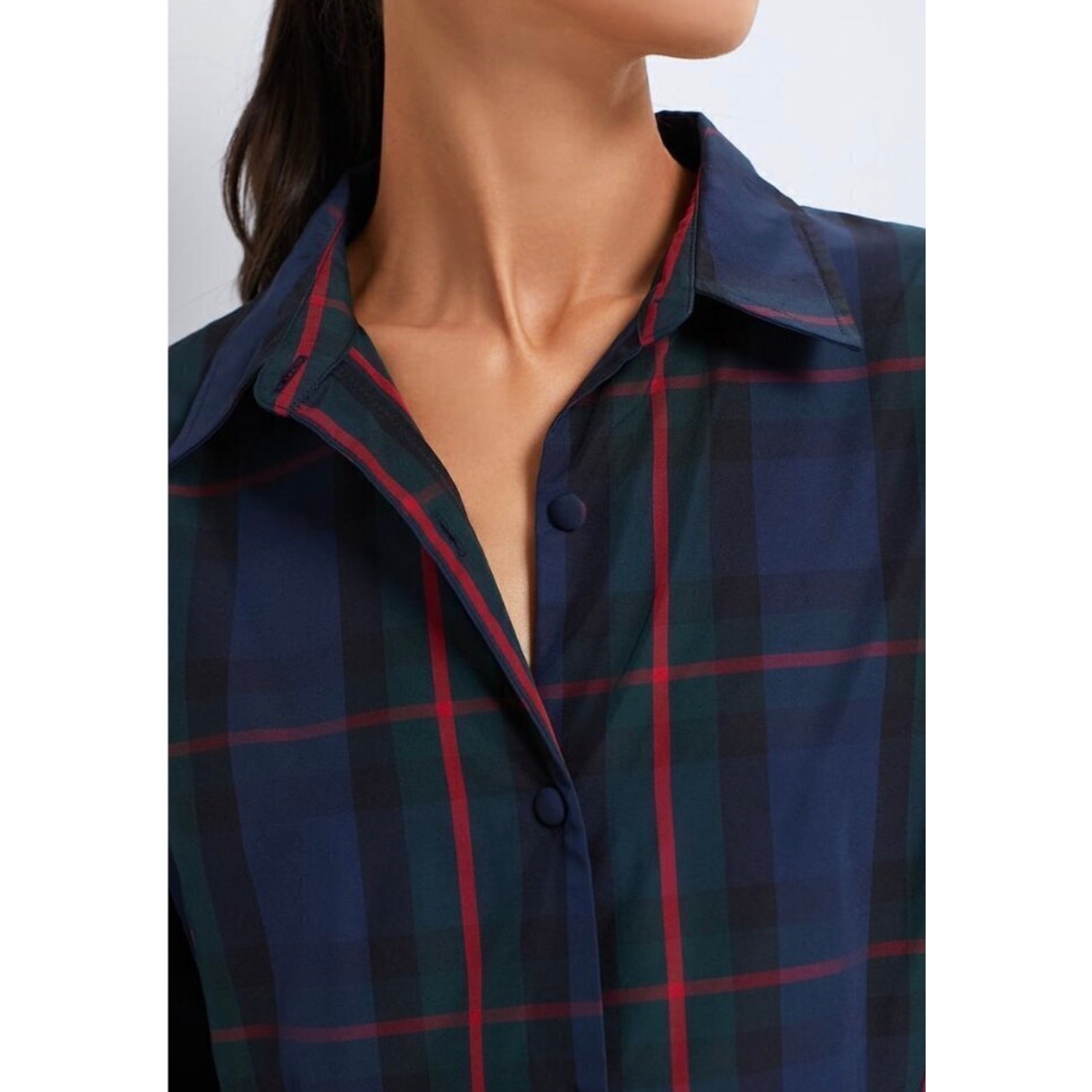 Tuckernuck Pomander Place Ashlen Fraser Plaid Button Blouse Medium Blue