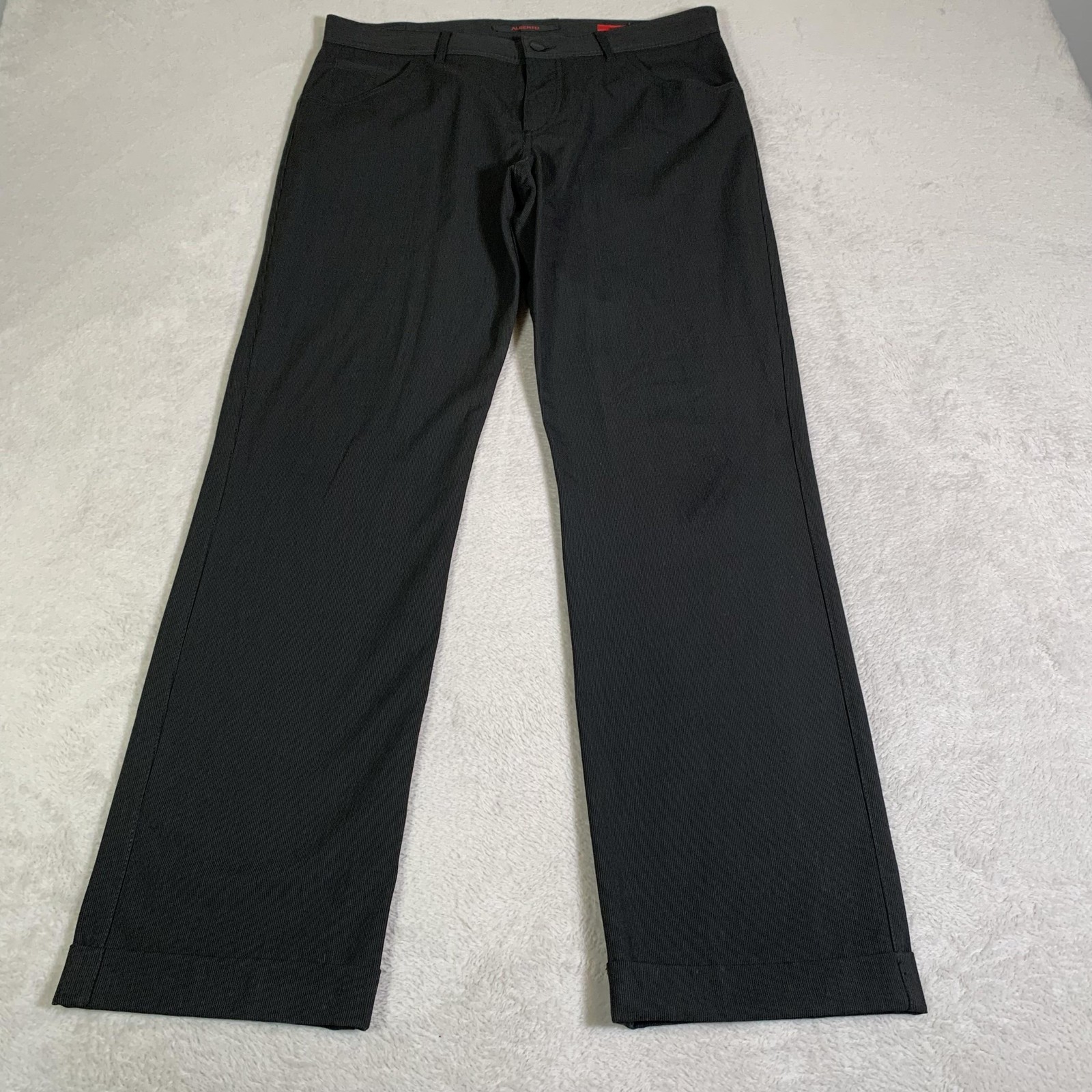 Alberto Pants Mens 34×32 (Tag 34×34) Gray Ceramica Finestripe Chino Stretch