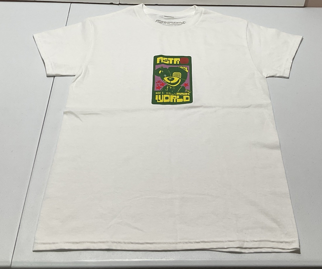 Astroworld Fest 2021 In Houston Texas Scare Bear Travis Scott White T Shirt Sz S
