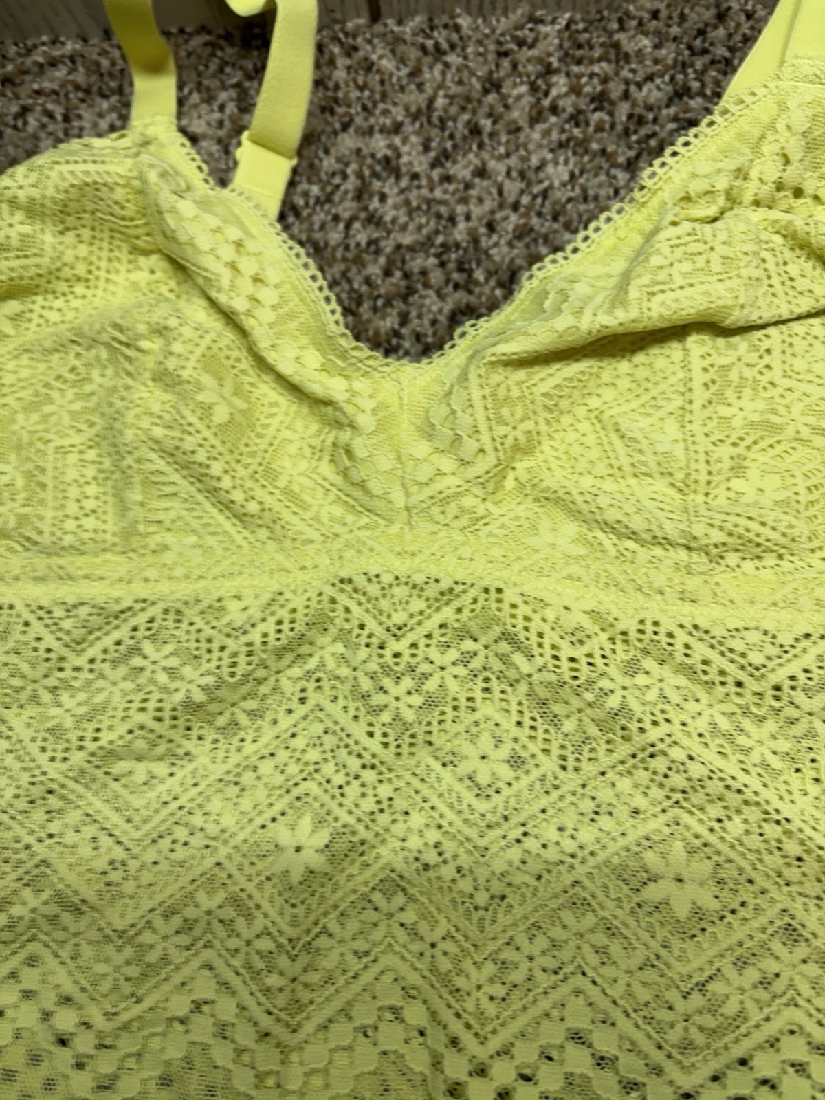 Auden Unlined Long Line Bralette “Lemon Yellow” Size: XL. NEW!