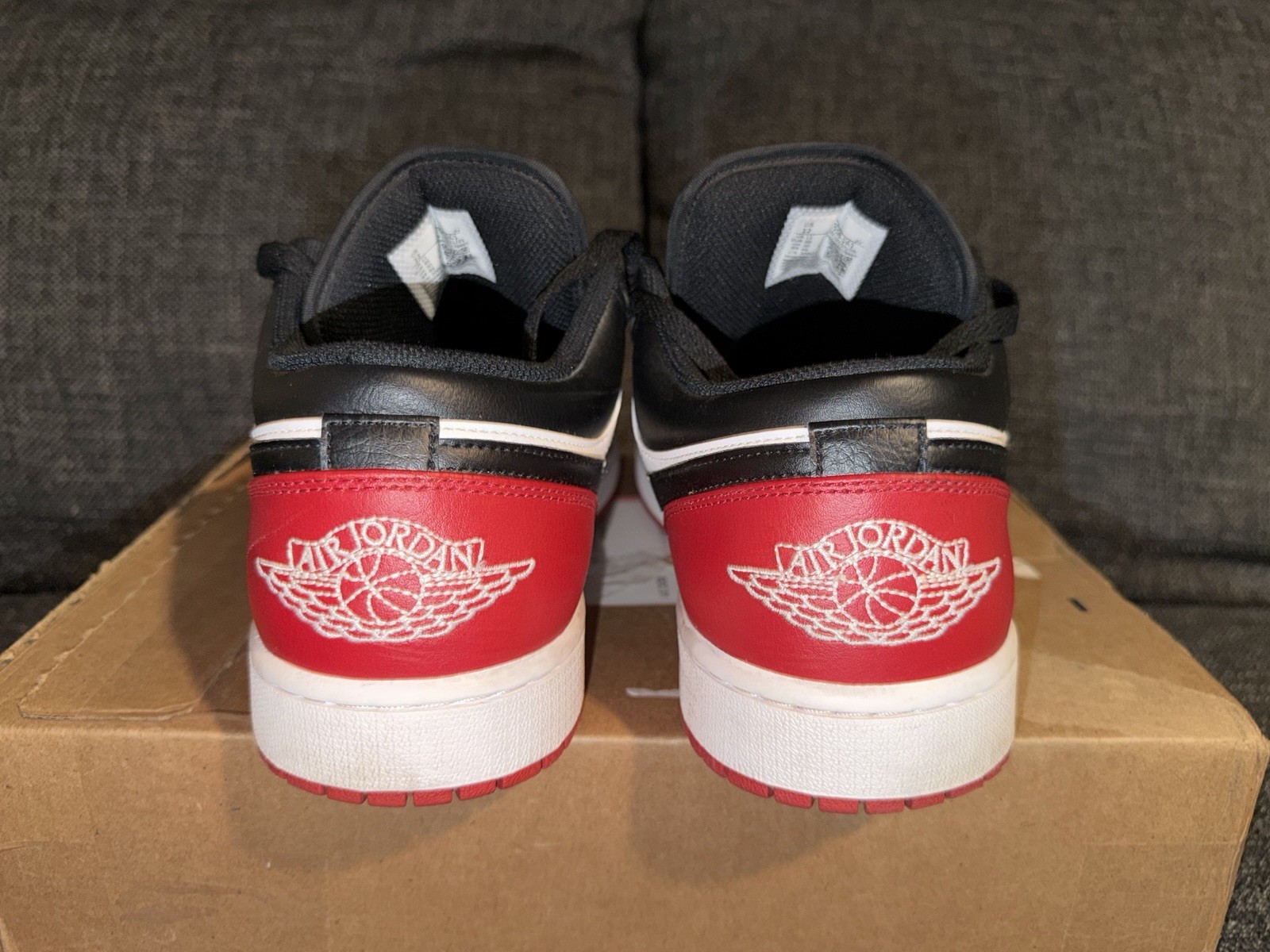 Jordan Air Jordan 1 Low Top Men’s Leather Sneakers Black/Red/White