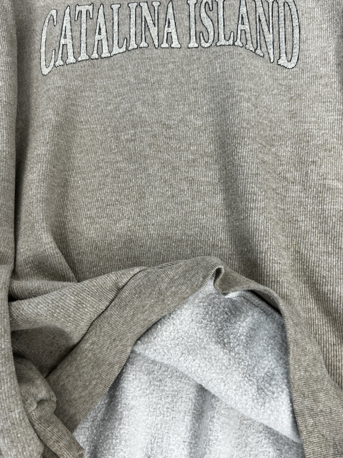 Sun Triangle Sweatshirt Mens L Catalina Island Ribbed Tan Beige Made in USA VTG