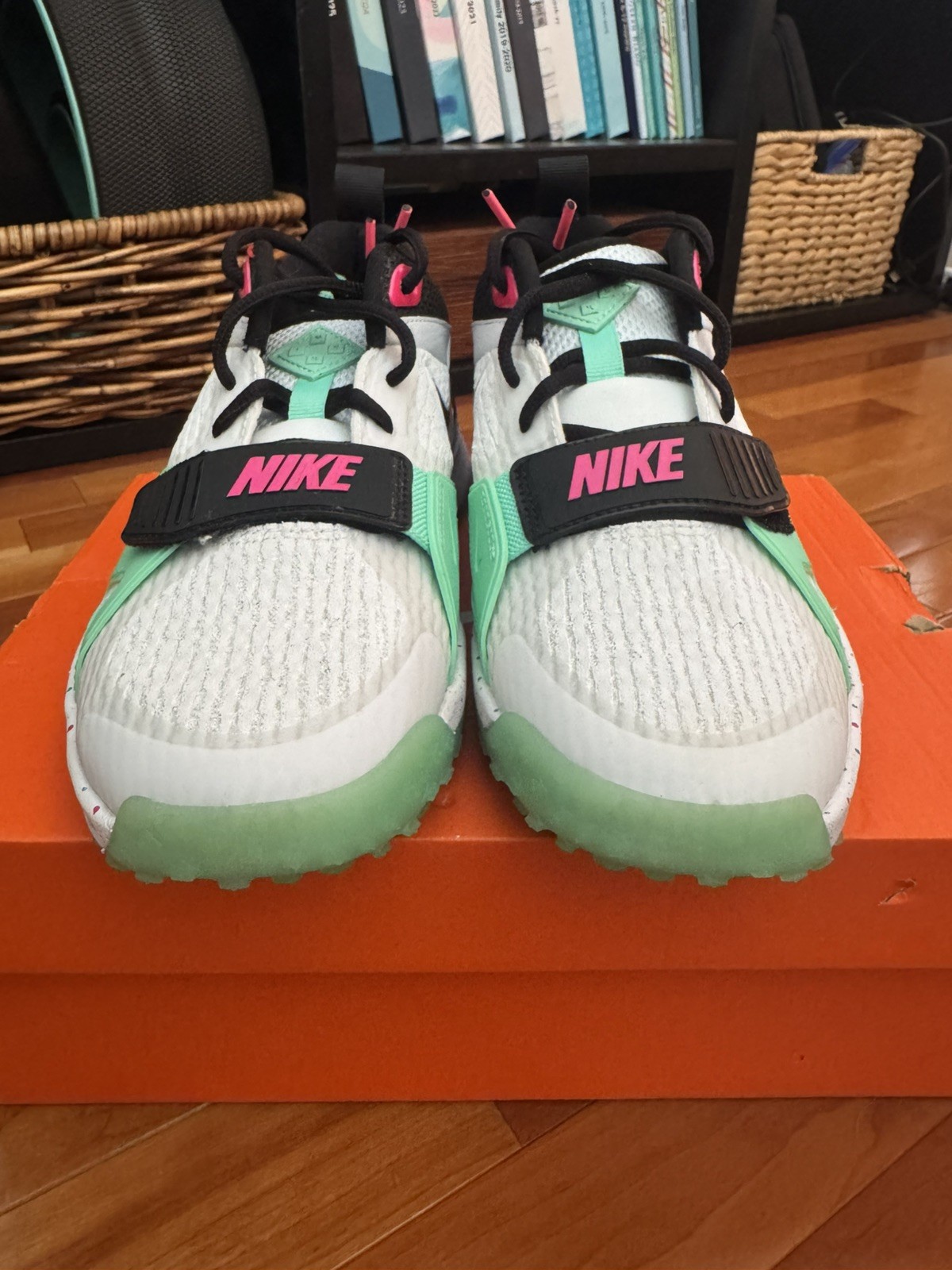 Nike Air Zoom Diamond Elite Turf Baseball White/green/pink Sz 6.5 DZ0503-100