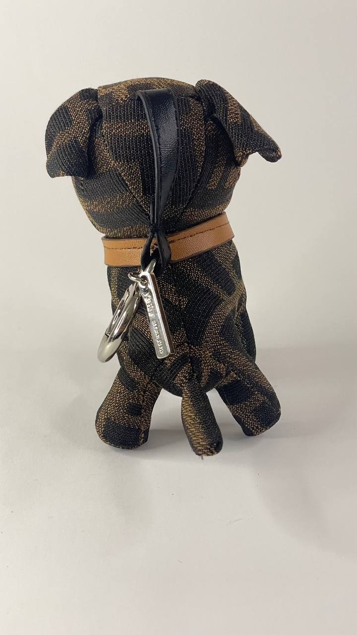Fendi FF Monogram Dog Keychain Bag Charm Puppy