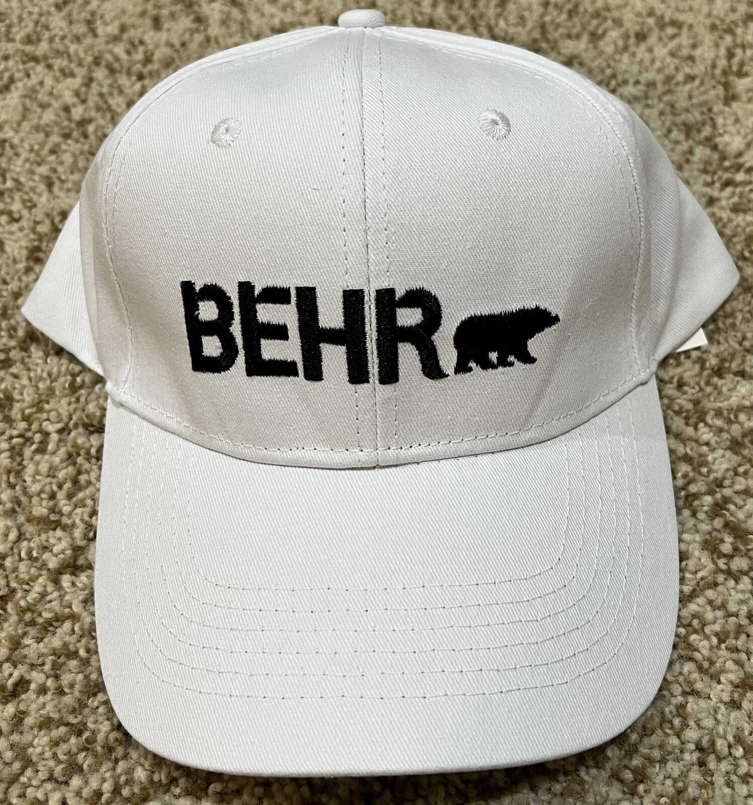 BEHR ADJUSTABLE STRAPBACK BASEBALL CAP / HAT, WHITE.