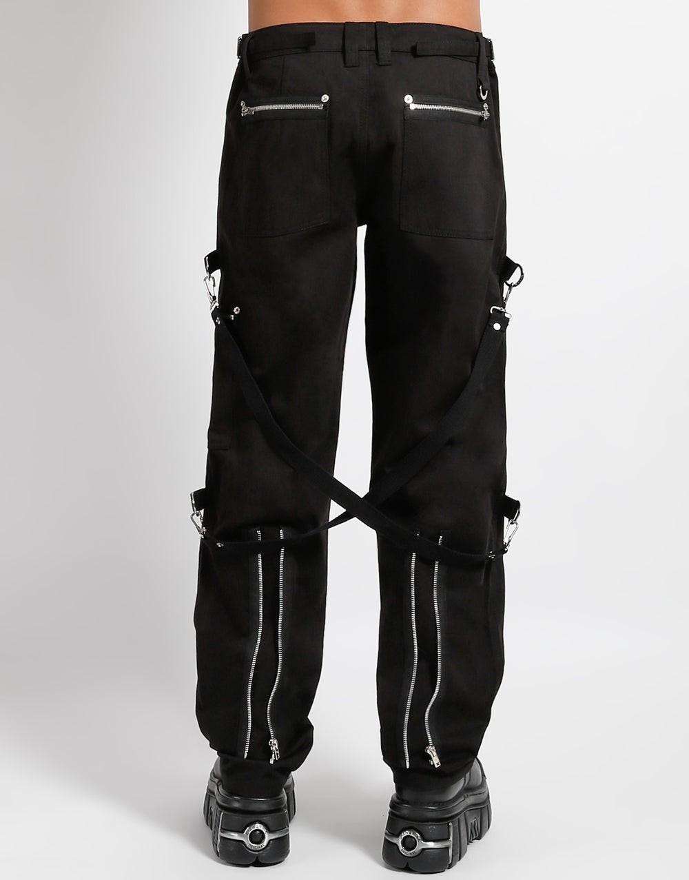 Gothic Techwear Trousers Black – D Rings Zipper Cargo Pants Unisex Streetwear