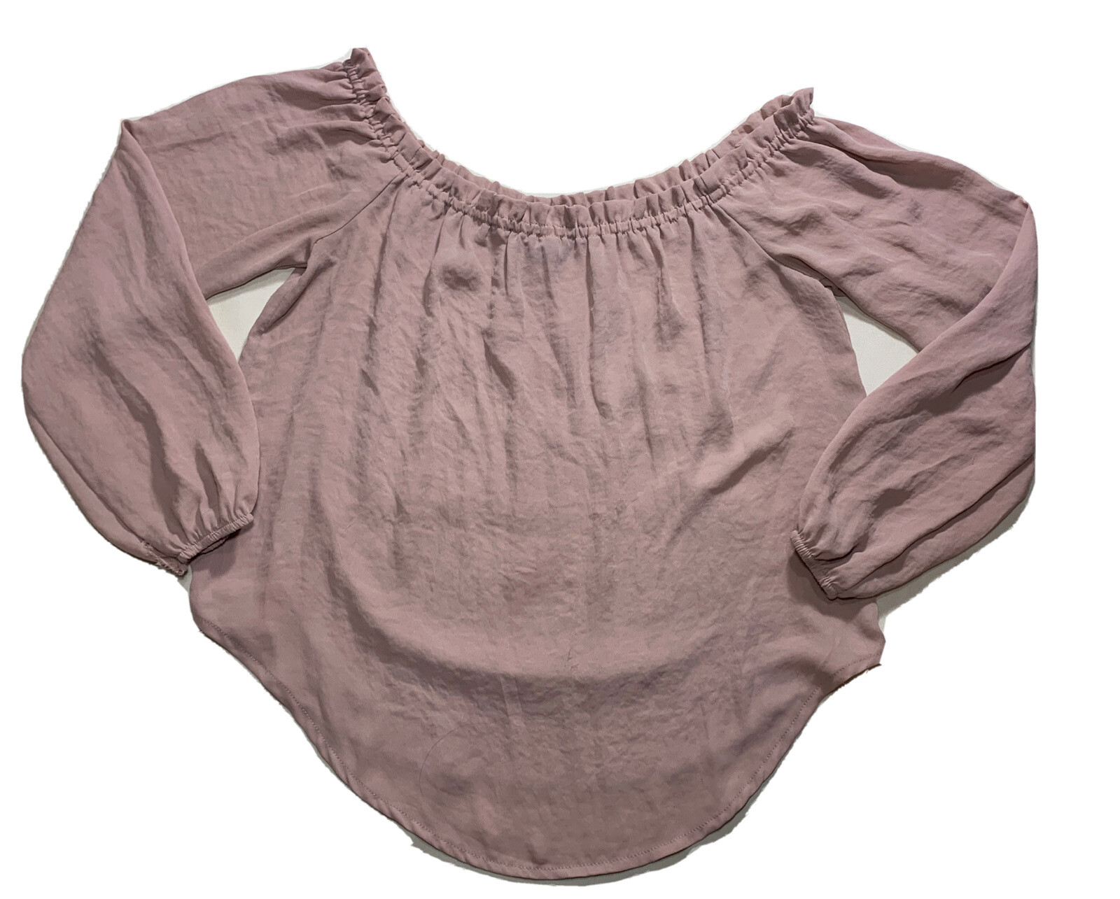 FOREVER 21 Blouse Sz S Hi Low Hem Ruffle Off Shoulder