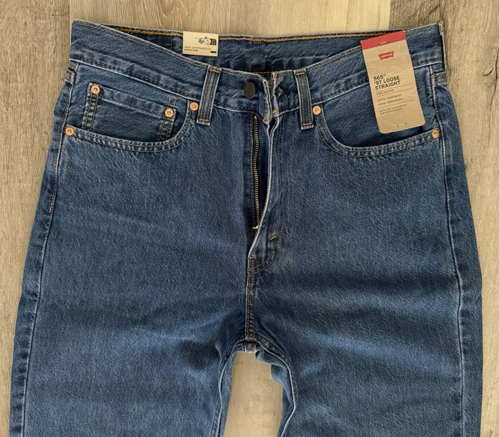 Levi’s 565 ’97 Loose Straight Leg Jeans Men Size 33 X 32 Blue Distressed Wash
