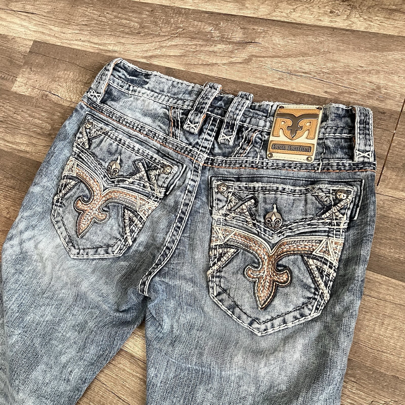 Rock Revival Mens “Rattan” Slim Bootcut Jeans Mens 32×30 Blue Denim