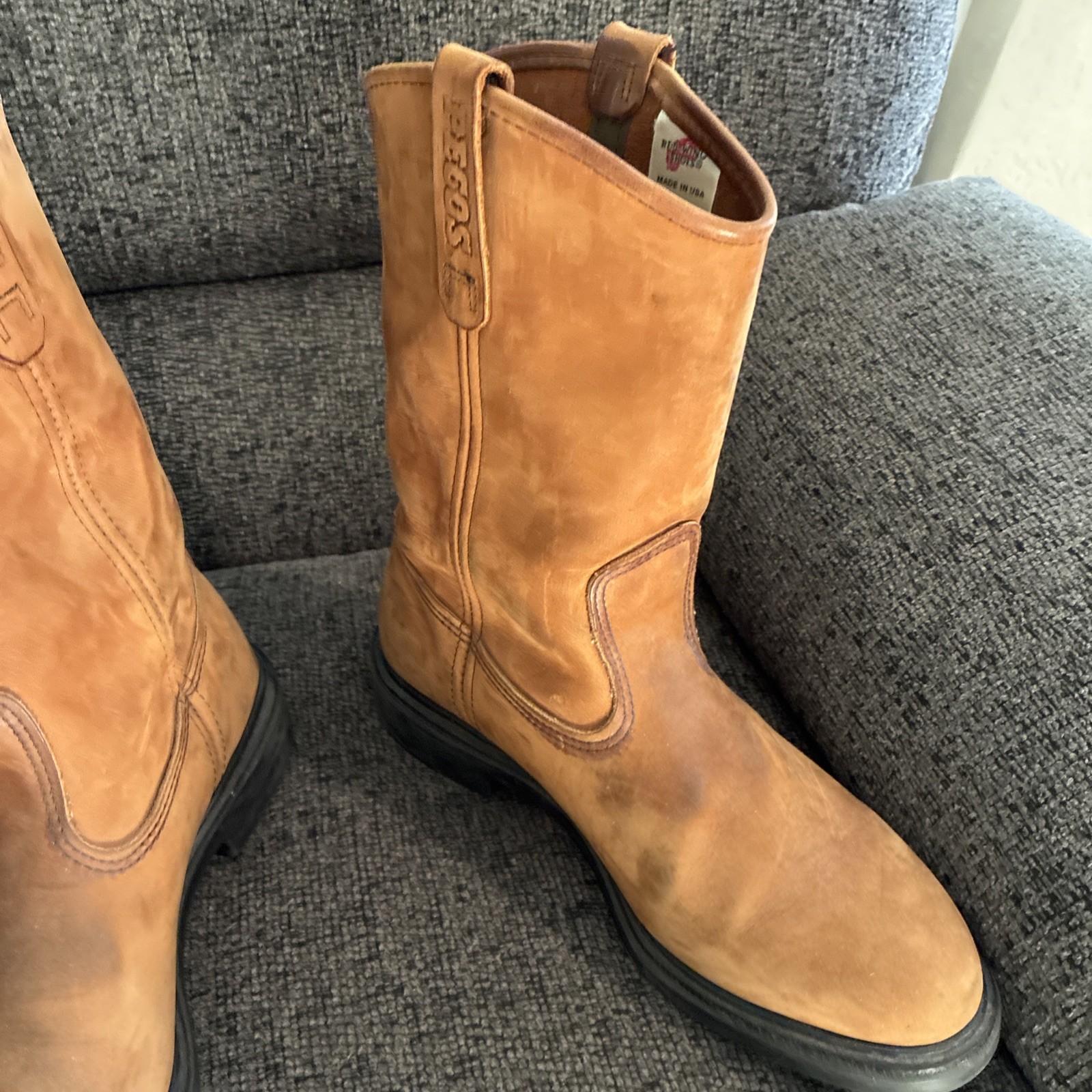 Red Wing Pecos 1105 SuperSole Soft Toe Boots Mens 10 E3 3E Extra Wide Tan Leathe