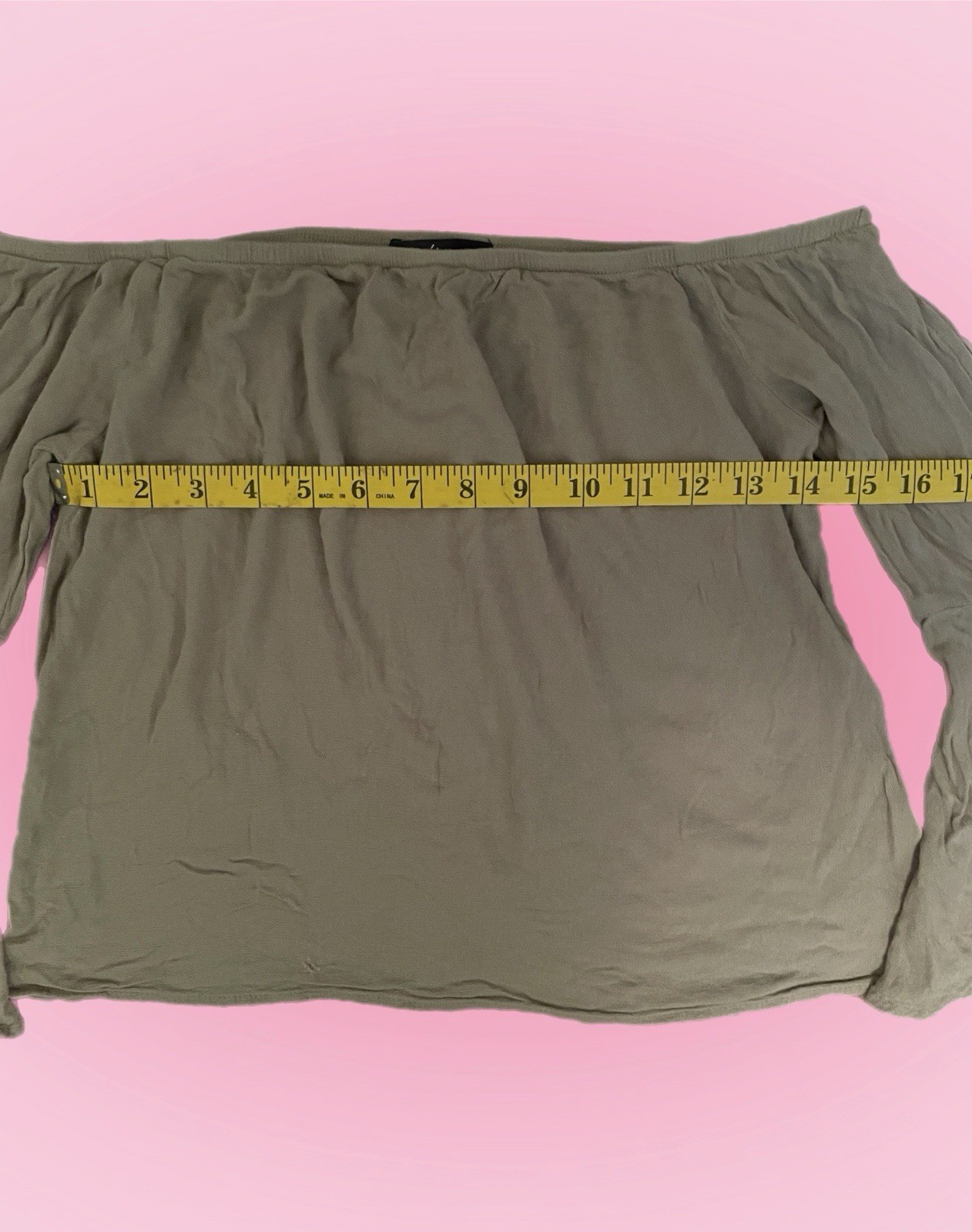 Ambiance Beige Off-Shoulder Bell Sleeve Tie Accent Blouse Womens S Regular
