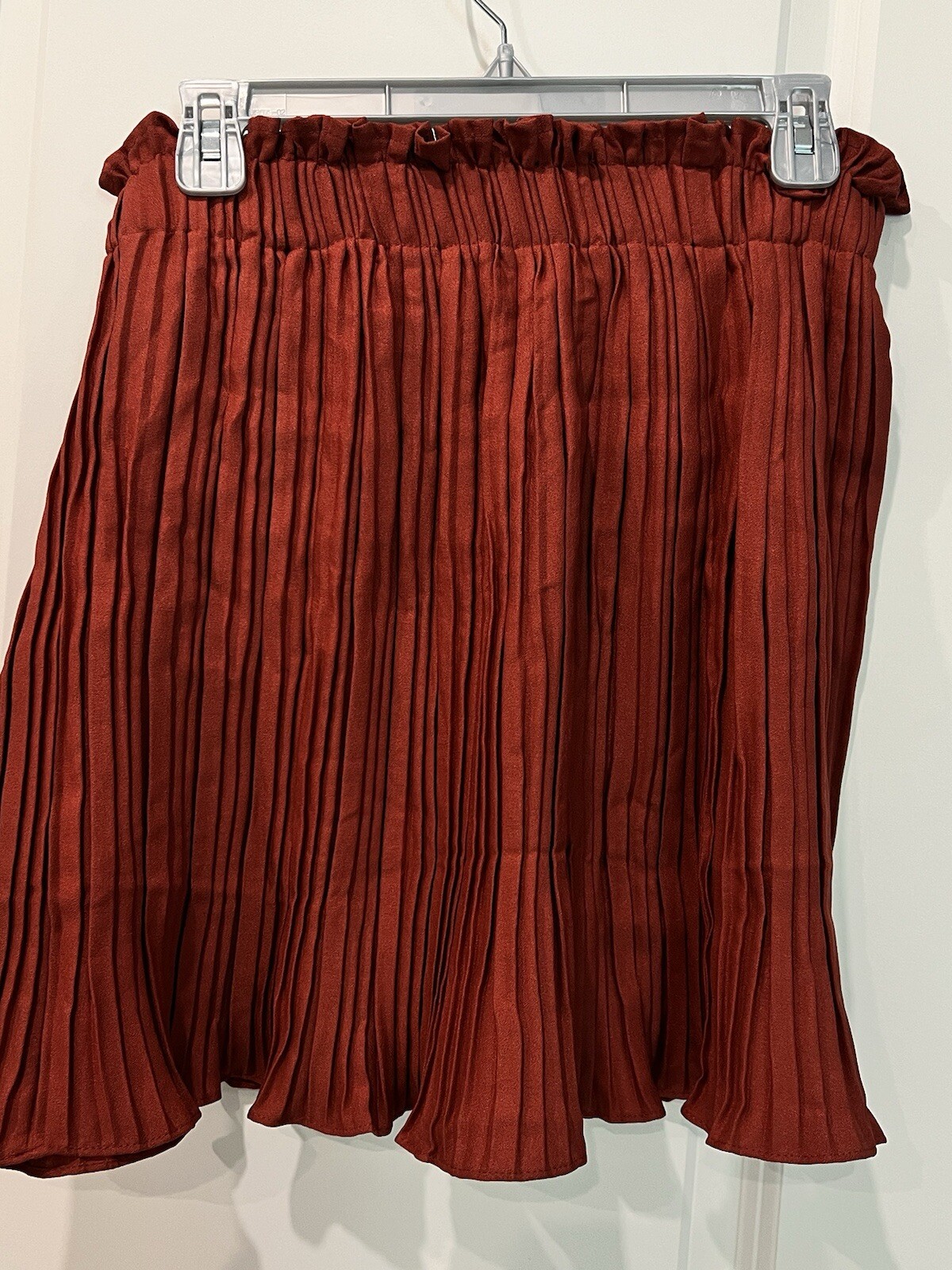 Haute Monde Skirt Womens Pleated Solid Tie Rust Large * READ New