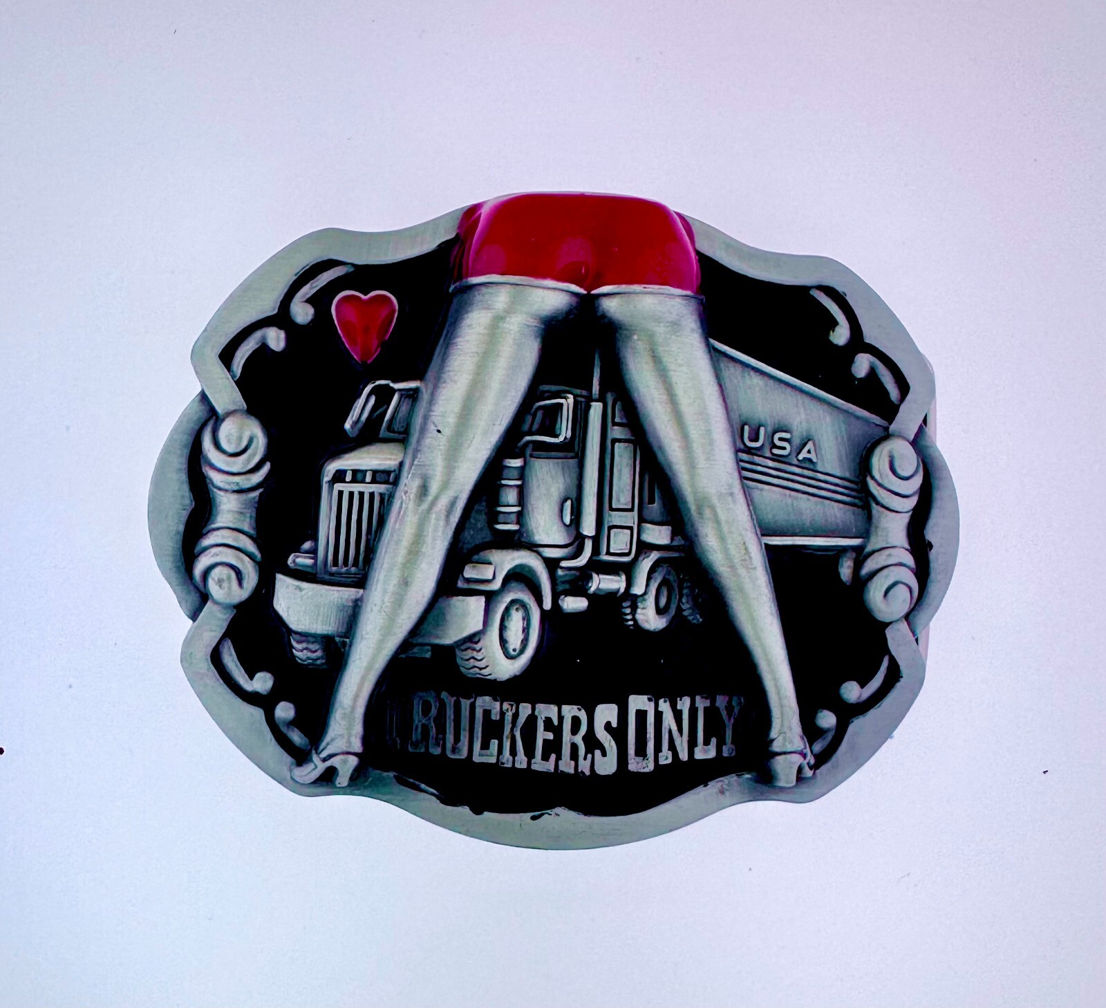 USA Truckers Only Classic Belt Buckle | American Western Silver Vintage Buckle