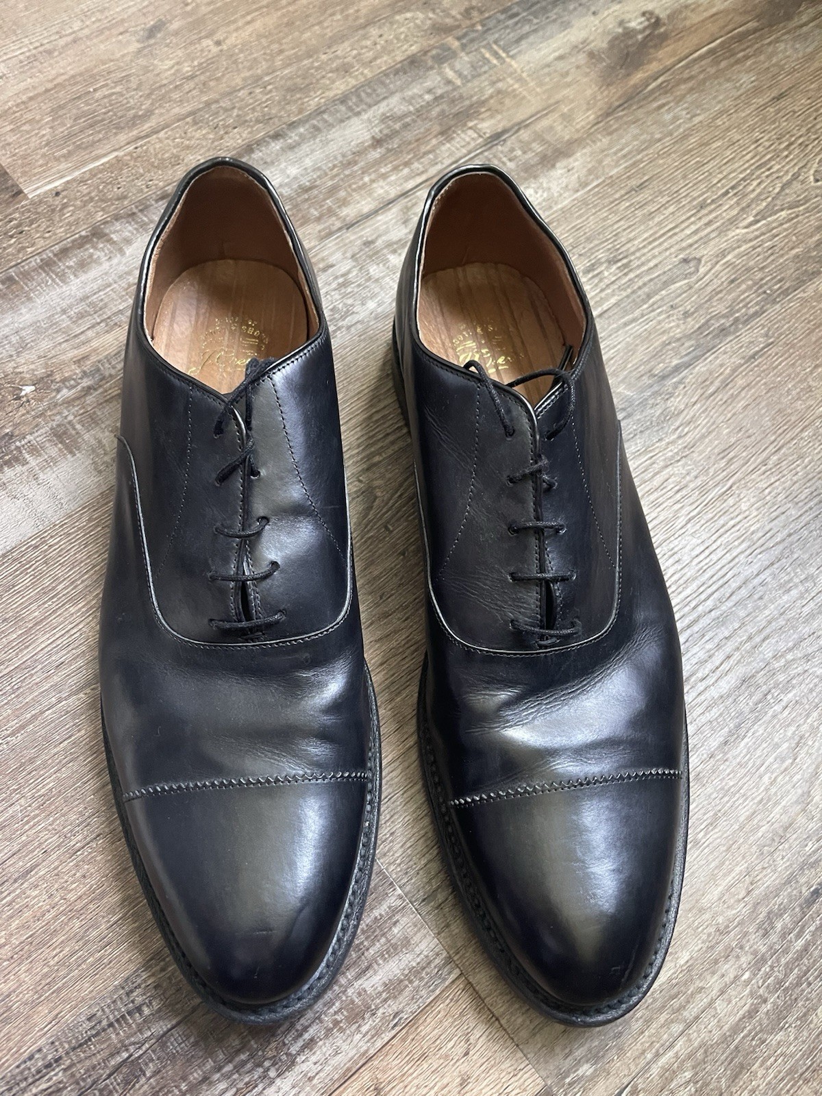 J.Crew Black Leather Essex Cap Toe Oxford Men Size 12