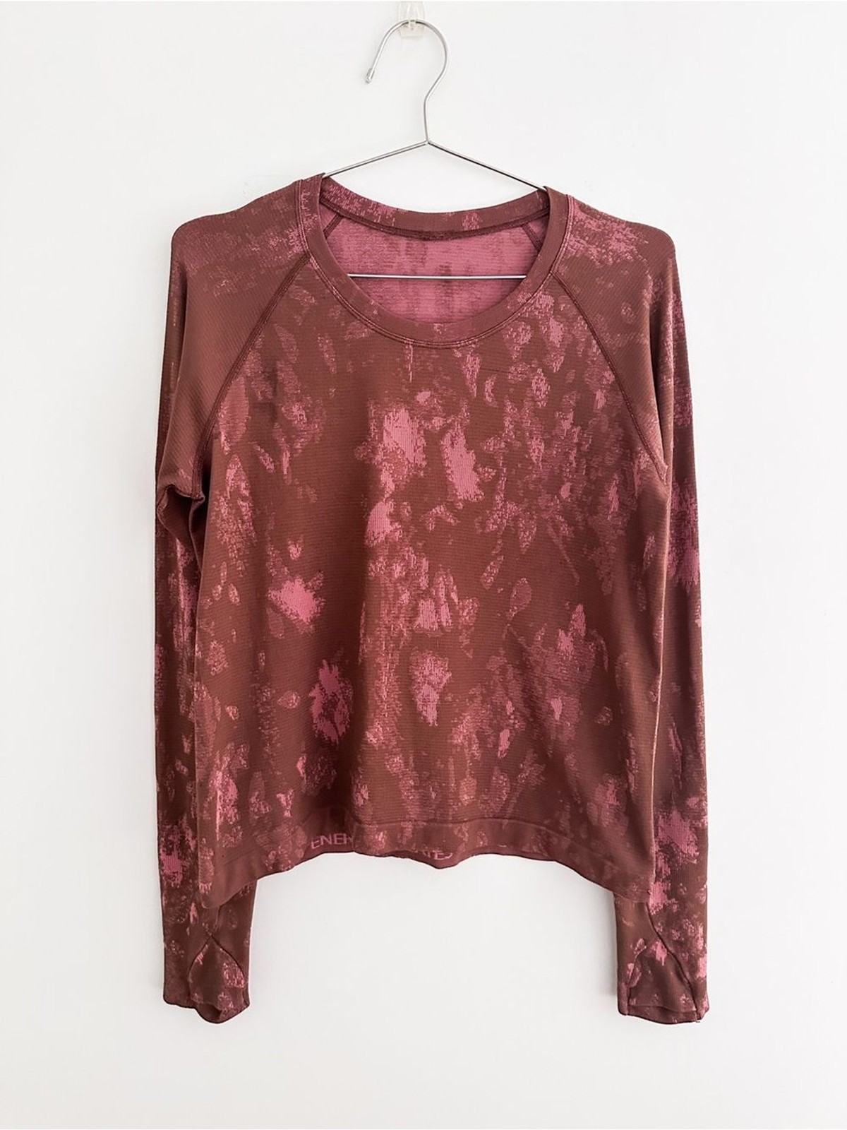 Lululemon Swiftly Tech Race Length Long Sleeve Shadow Bloom Brown Pink Size 10