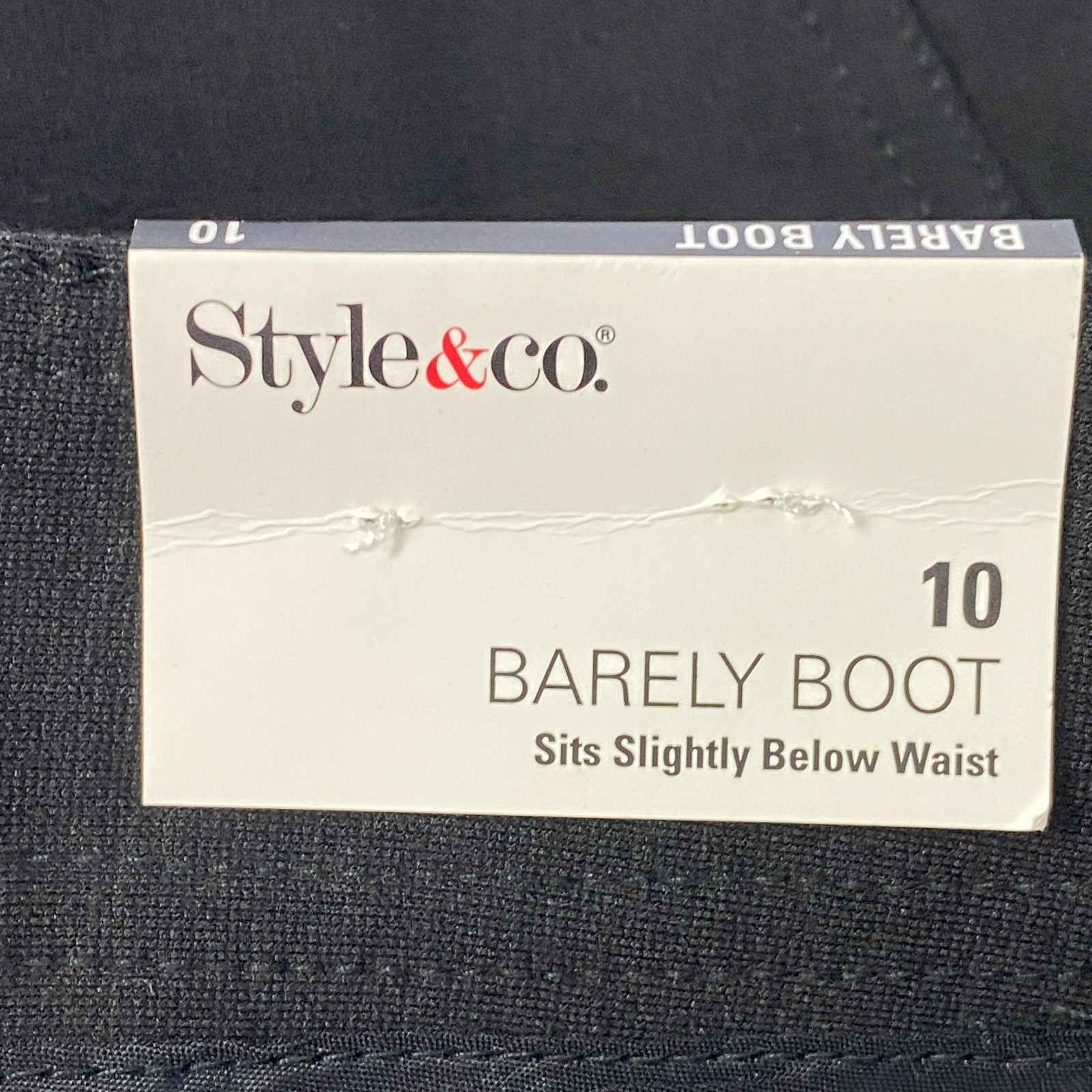 Style & Co Pants Womens 10 Black Rhinestones Barely Boot Below Waist Stretch NWT