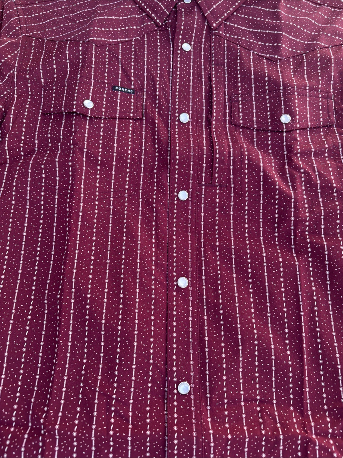 Poncho Pearl Snap Men’s Shirt The Farmer Short Sleeve Large Slim Fit