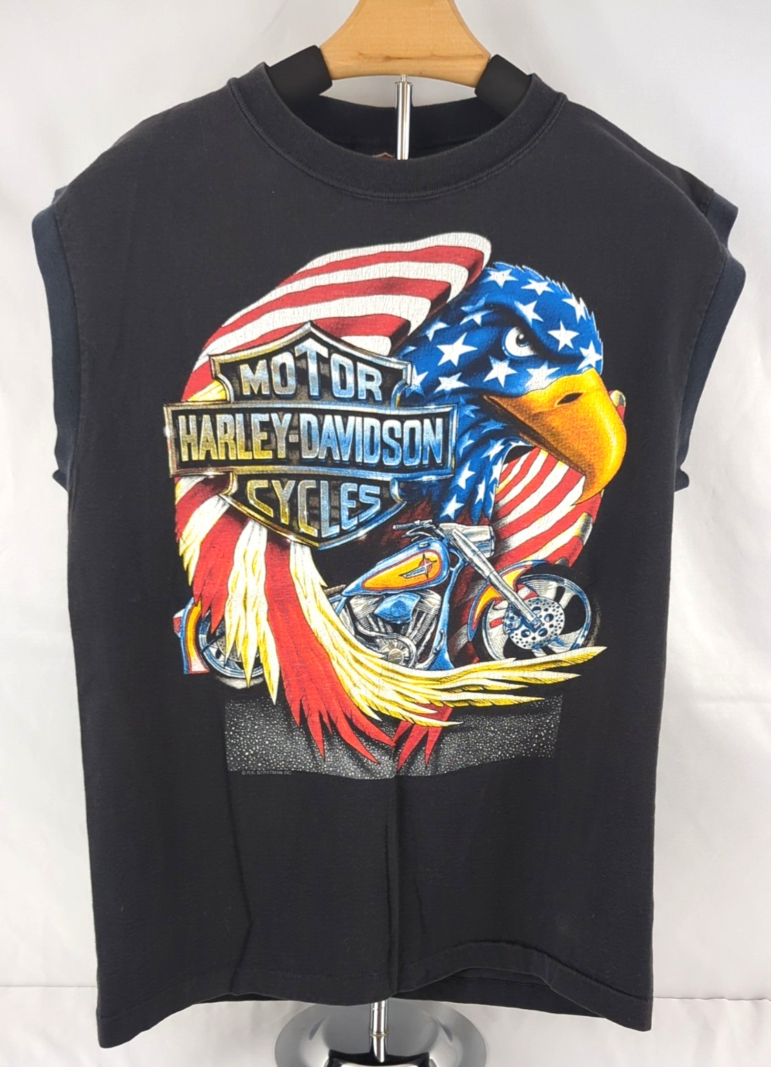 Vintage 1990 Harley-Davidson Eagle Wieblers Bettendorf IA Biker shirt sz M