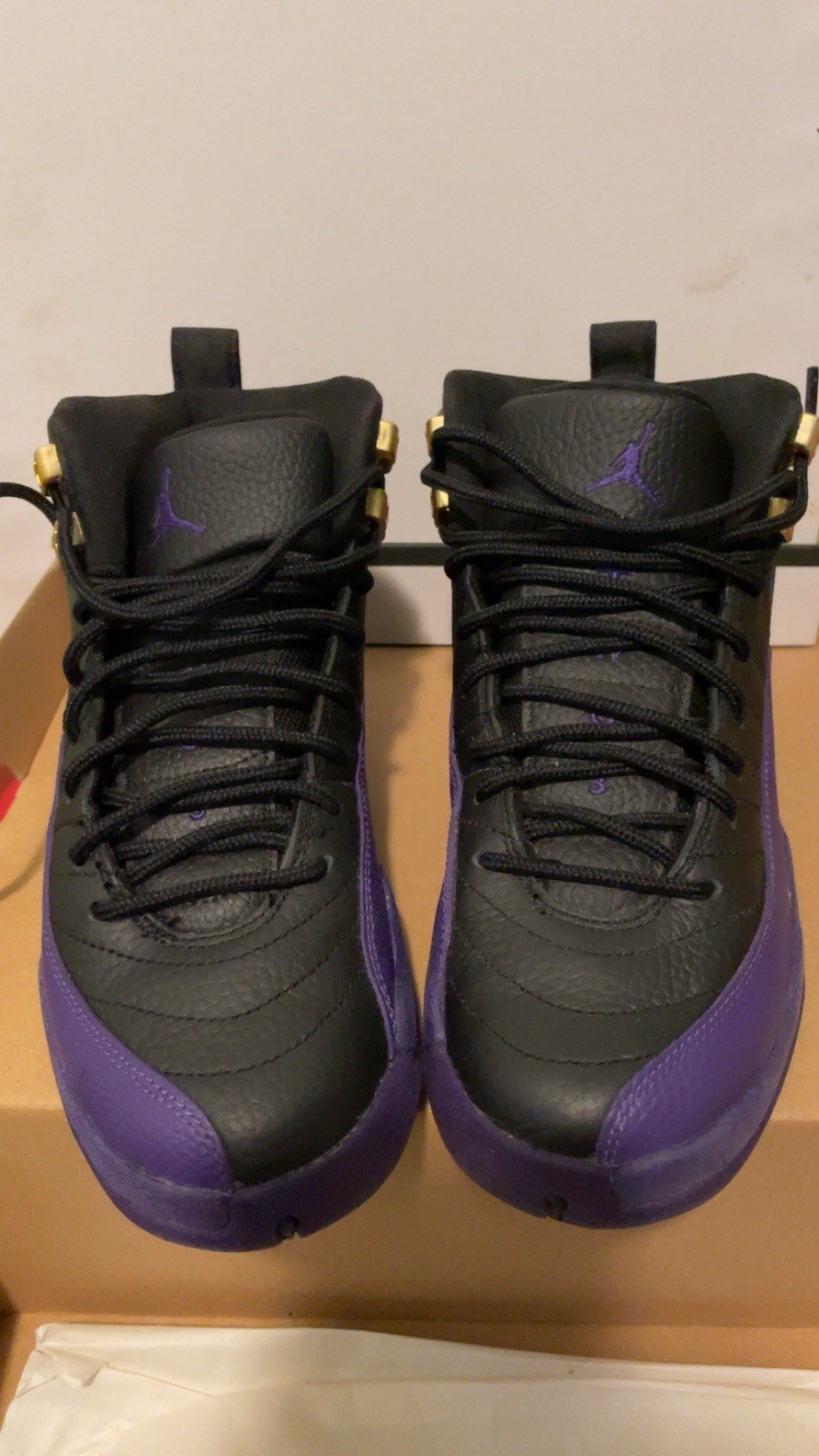 Jordan 12 Boys High Top Sneakers Black Purple Gold 5Y And Air Force 1 5Y