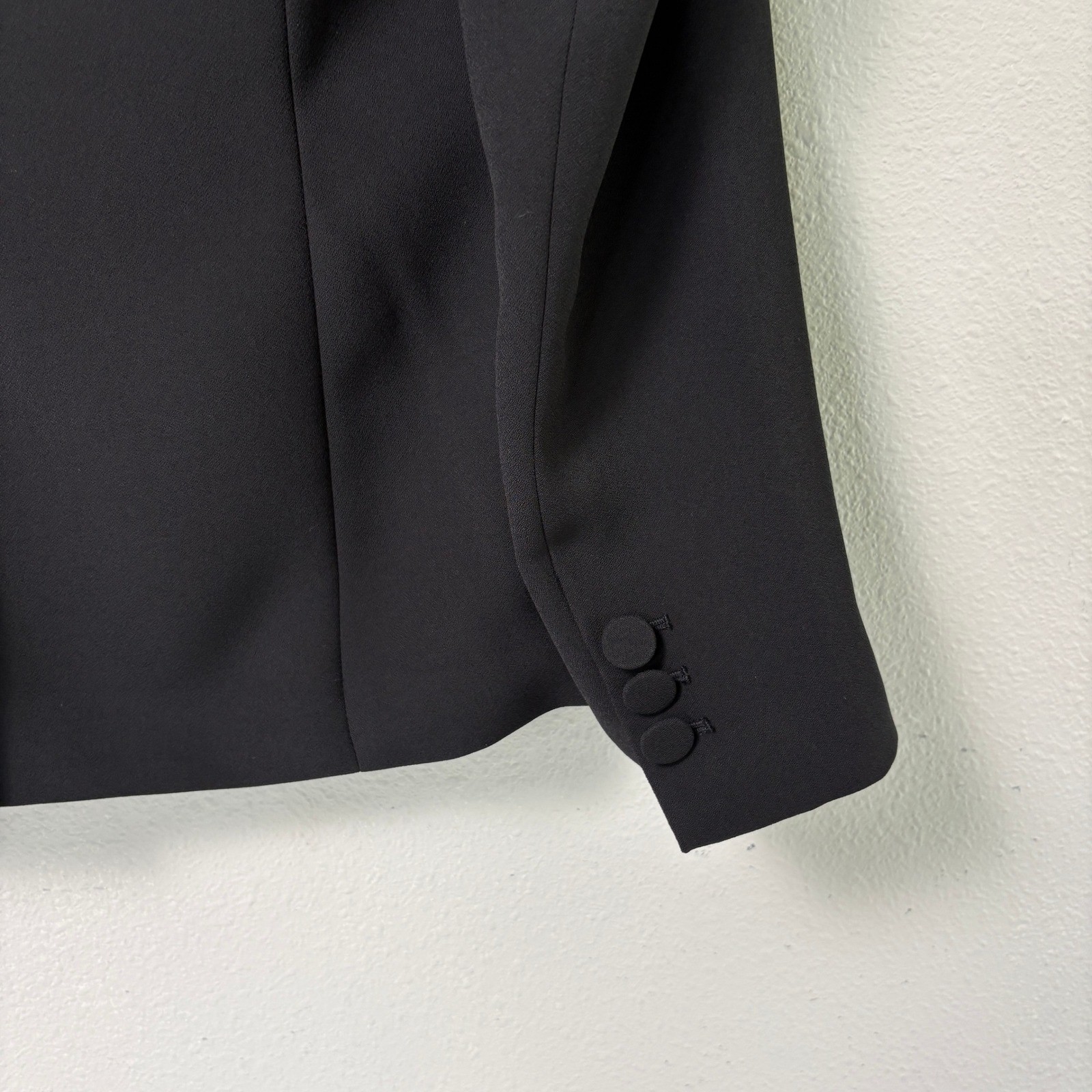 Talbots Tuxedo Blazer Womens 6 Black Satin Shawl Collar Single Button Formal
