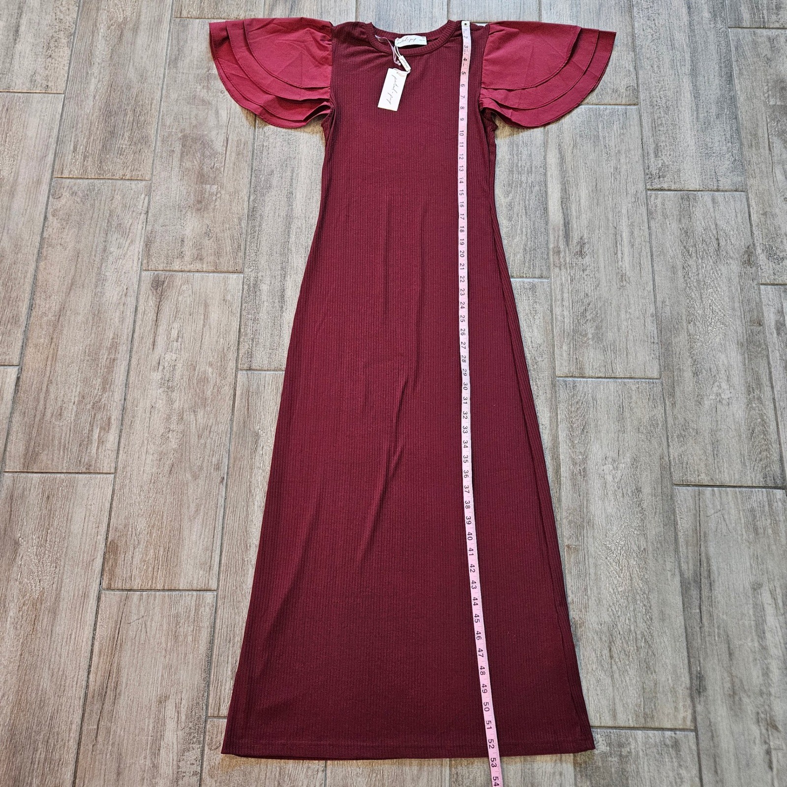 Petal and Pup Cally Ruffle Sleeve Maxi Dress Size M NEW Romantic Ribbed Date