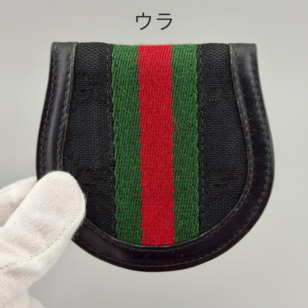 GUCCI GG Canvas Coin Case Small Change Purse Shelley Line Black