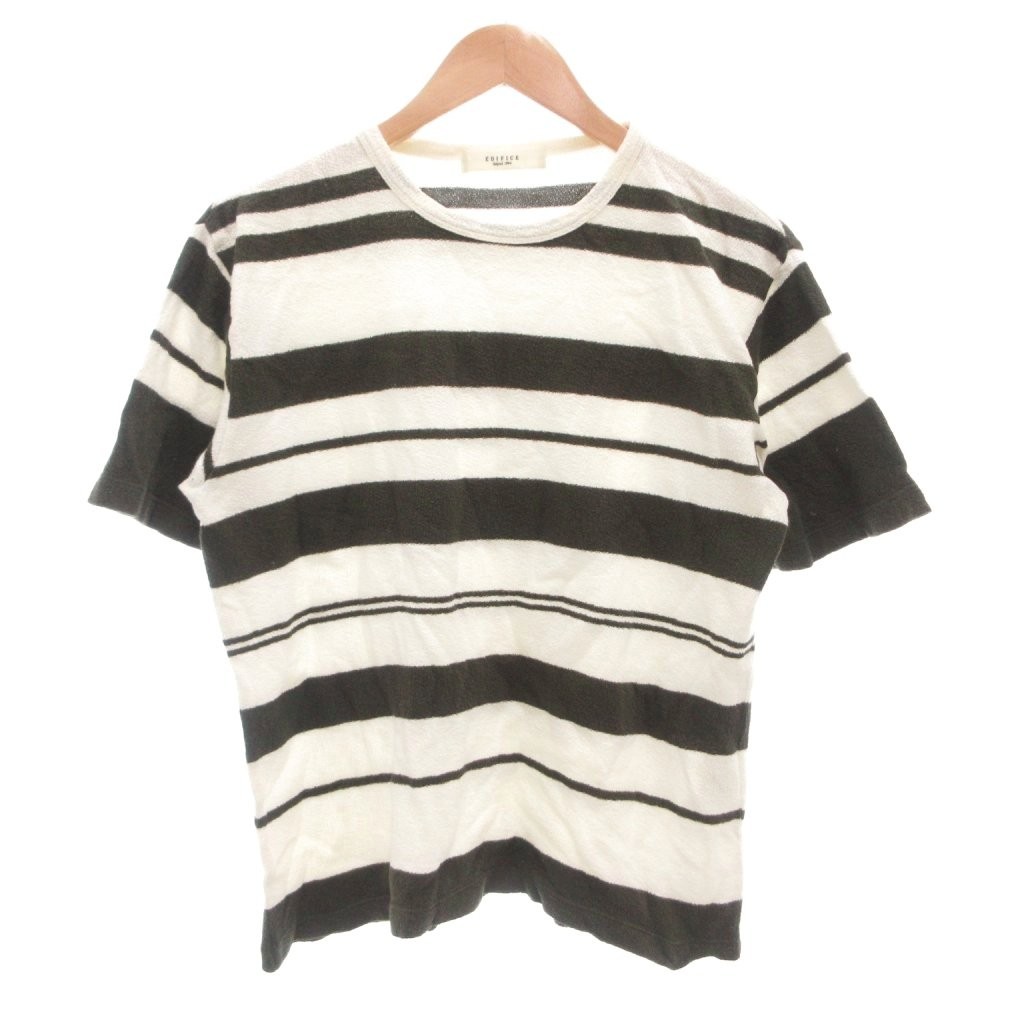 Edifice Men’s White Moss Color Striped T-Shirt S Round Neck Good Condition