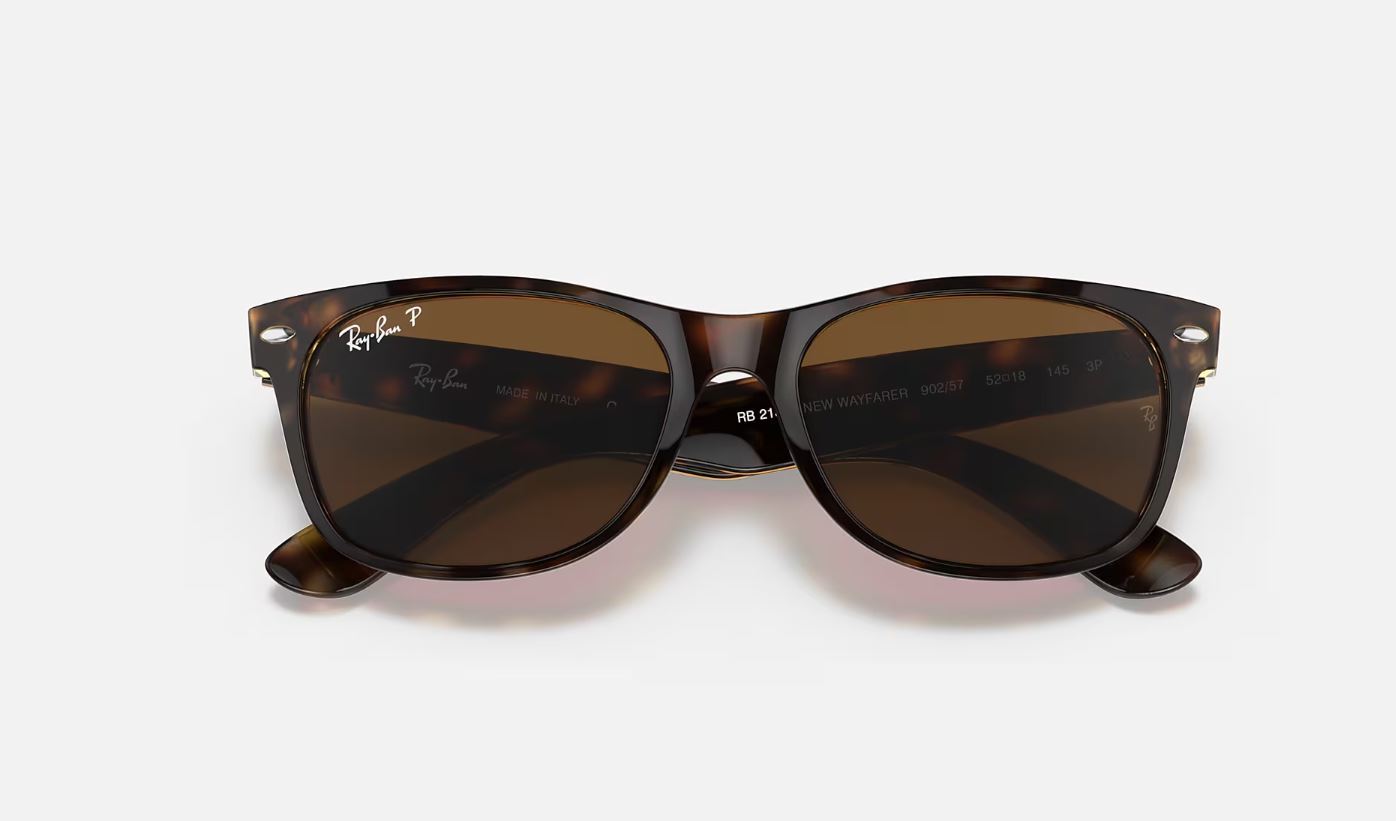 Ray-Ban New Wayfarer Polished Tortoise/B-15 Brown Polarized 55 mm Sunglasses