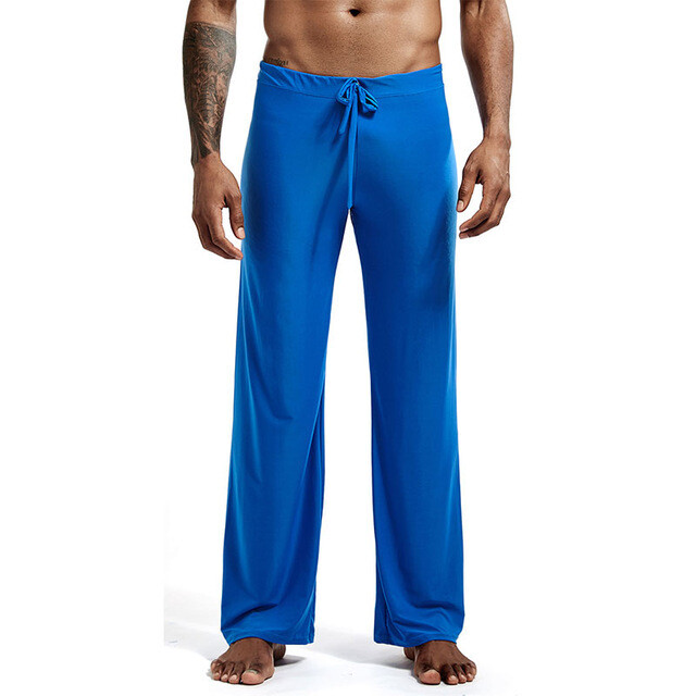 Men Sweat Pants Yoga Lounge Middle Waist Drawstring Trousers Straight Bottoms