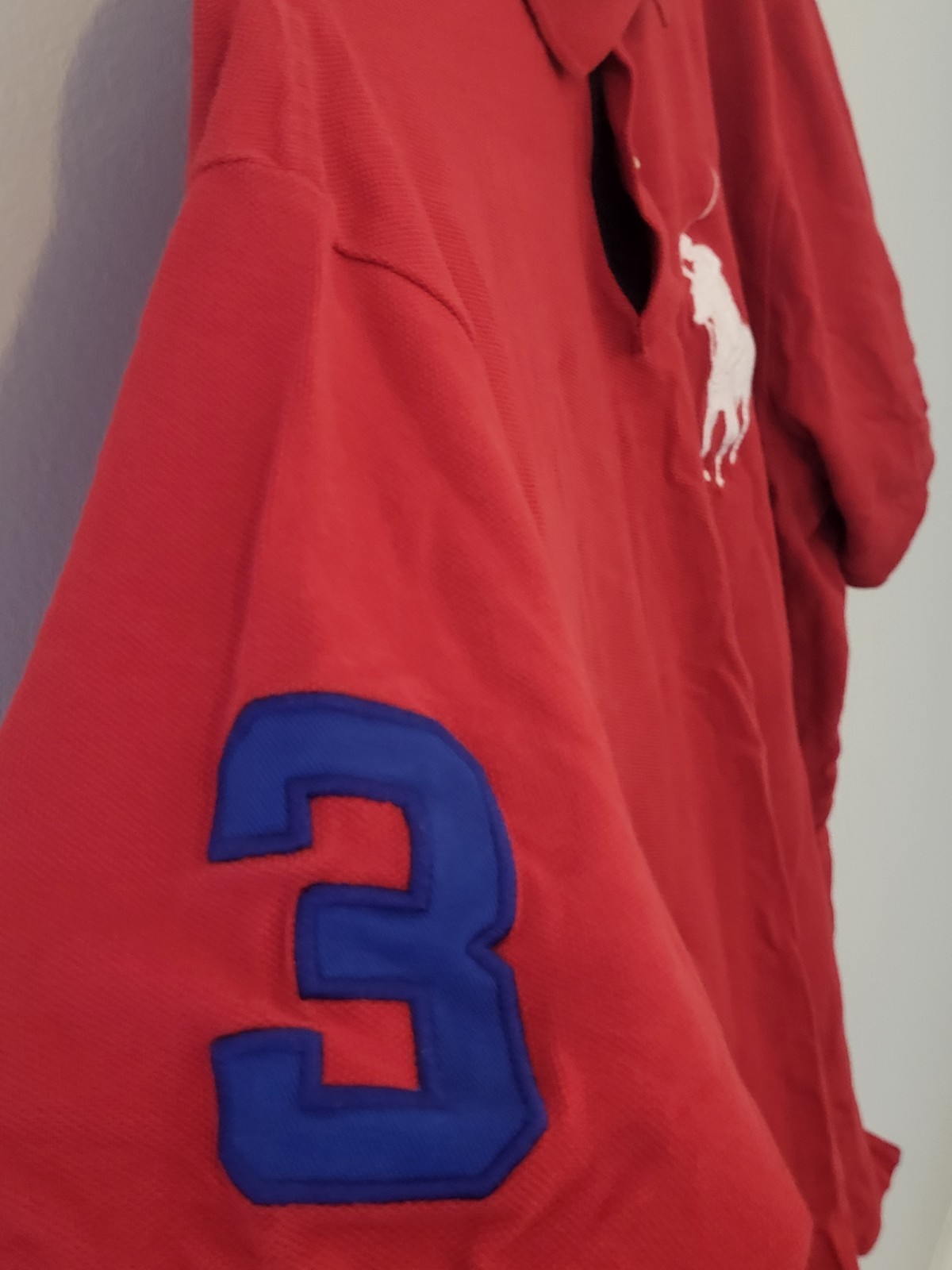Polo Ralph Lauren Big Pony Polo Shirt Mens XXL Red Blue Custom Fit Rugby