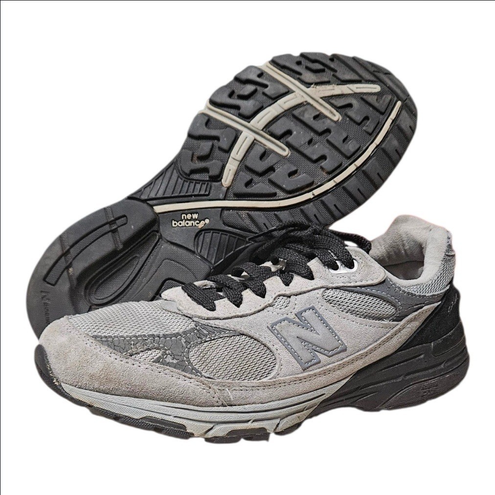 New Balance 993 Heritage Made in USA Grey Black Suede Running Shoes Mens 8.5