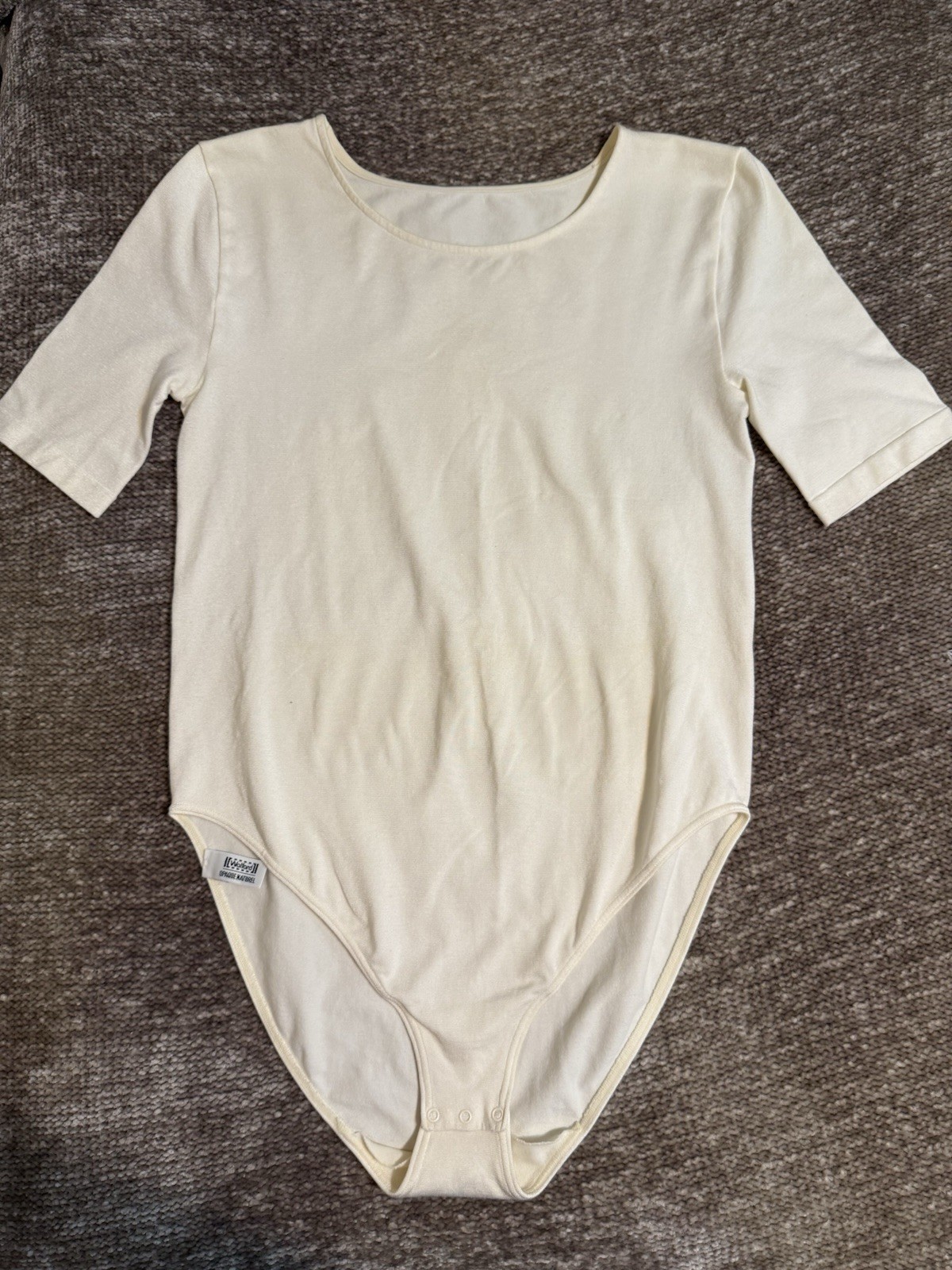 Vintage Wolford Opaque Naturel Short Sleeve Bodysuit Top Cream Women’s Large