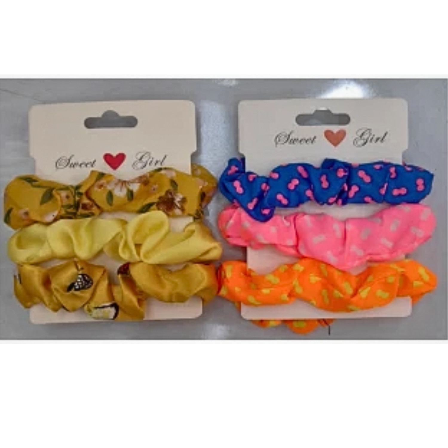 Sweet Girl Scrunchie 3-Piece Set – Floral, Solid, Patterned (Y30327)