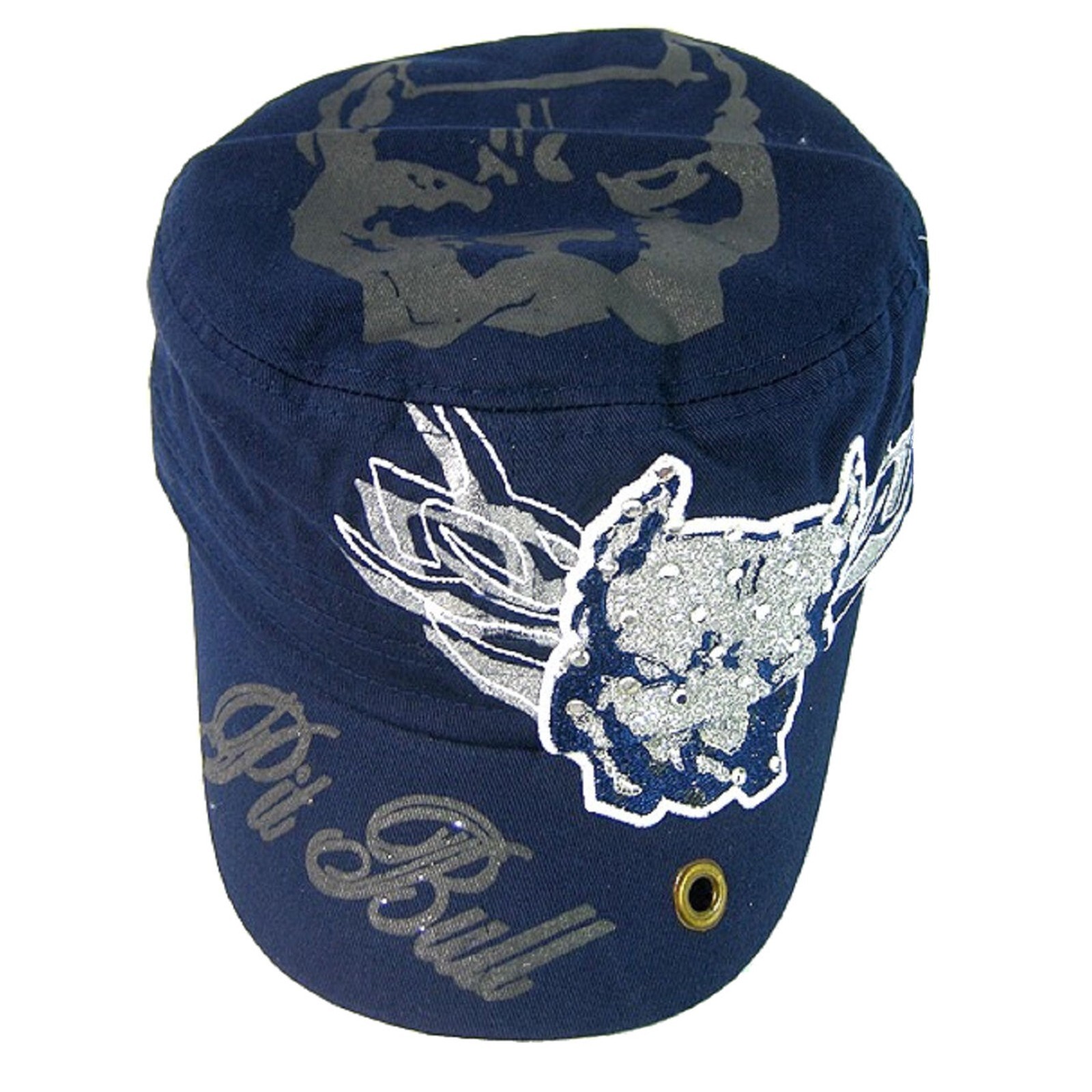 Pit Bull Rhinestone Glitter Adjustable Cadet Hat Adult One Size- NWT