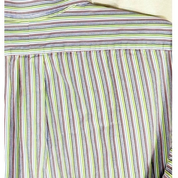 Ralph Lauren Men’s Multi-Stripe Button-Down Shirt 16.5 -34/35 Green/Purple/White