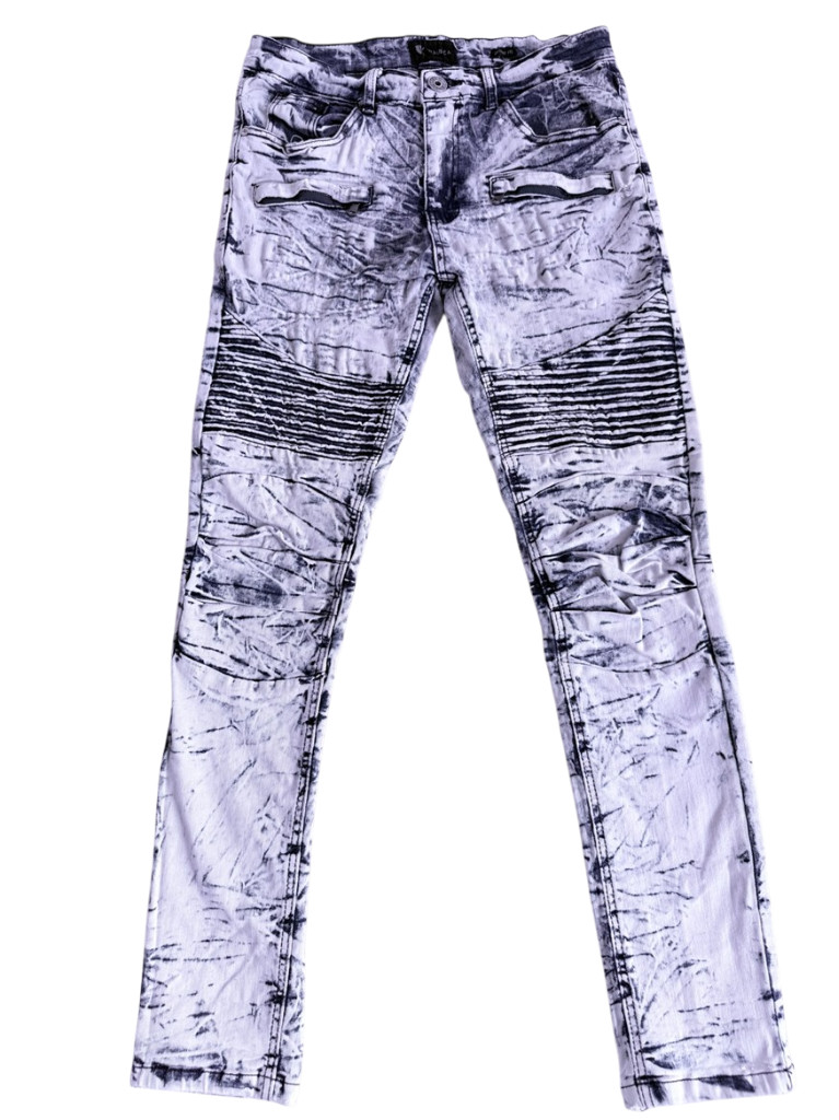 Waimea NEW Moto Biker Retro Light Wash Distressed Skinny Fit Mens 30×30 Jeans